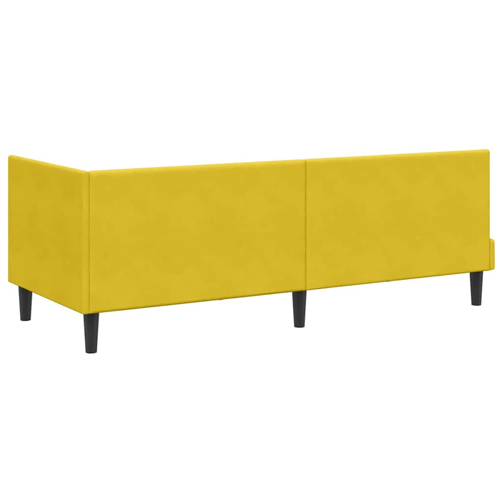 Cadru de pat colțar cu saltea cu headboard 2 pcs Galben Catifea GartenMobel Dekor