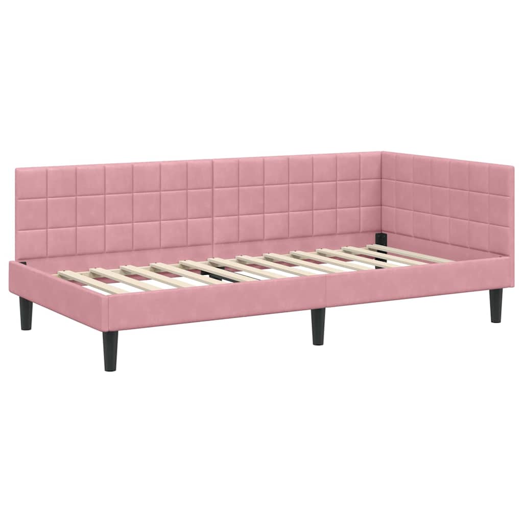 Cadru de pat colțar cu saltea cu headboard 2 pcs Gri Catifea GartenMobel Dekor