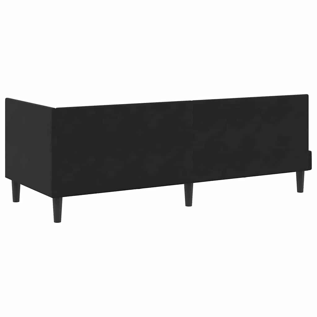 Cadru de pat colțar cu saltea cu headboard 2 pcs Negru Catifea GartenMobel Dekor