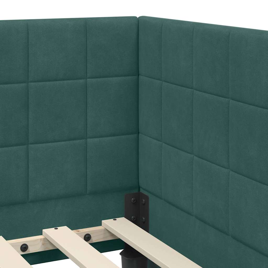 Cadru de pat colțar cu saltea cu headboard 2 pcs Verde Catifea GartenMobel Dekor