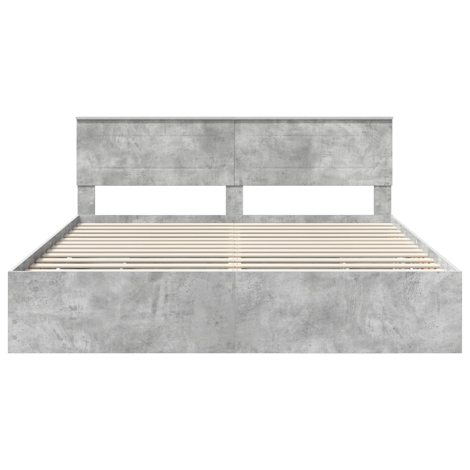 Cadru de pat Gri din beton 200 x 200 cm Lemn Ingineresc GartenMobel Dekor