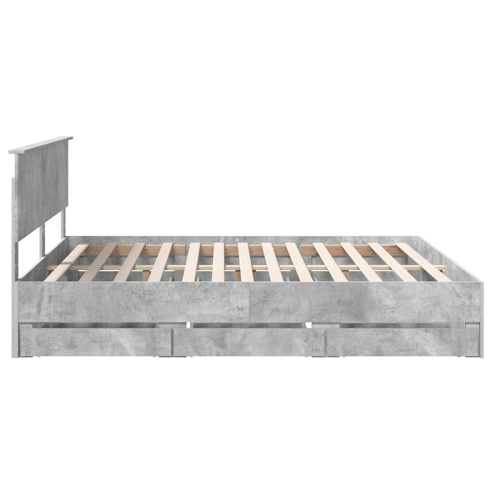 Cadru de pat Gri din beton 200 x 200 cm Lemn Ingineresc GartenMobel Dekor