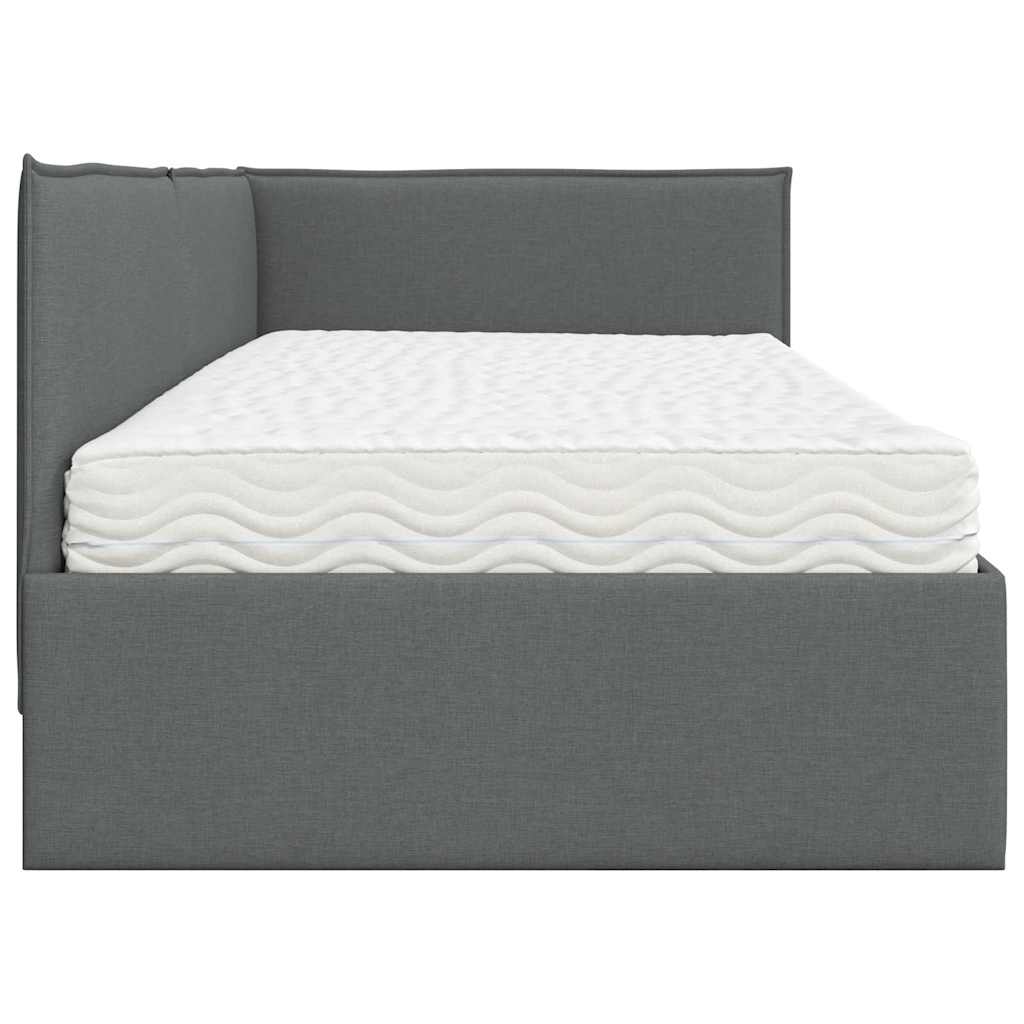 Cadru de pat colțar cu saltea cu headboard 2 pcs Gri Catifea GartenMobel Dekor