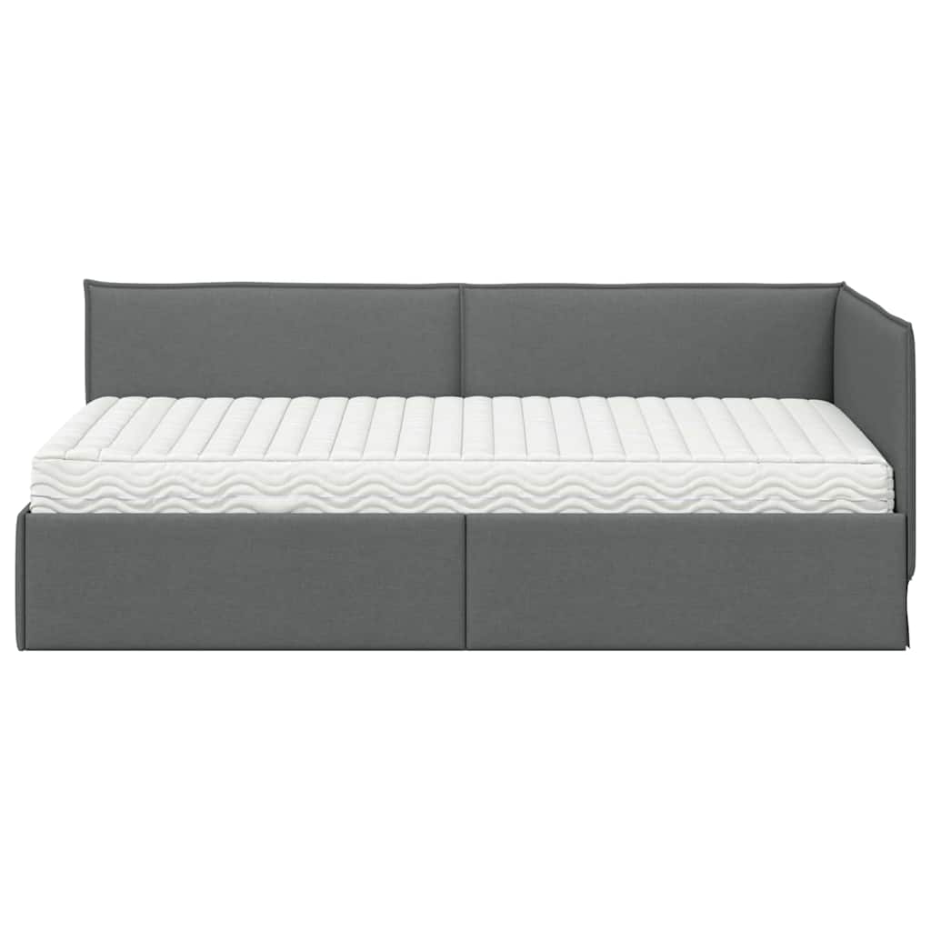 Cadru de pat colțar cu saltea cu headboard 2 pcs Gri Catifea GartenMobel Dekor