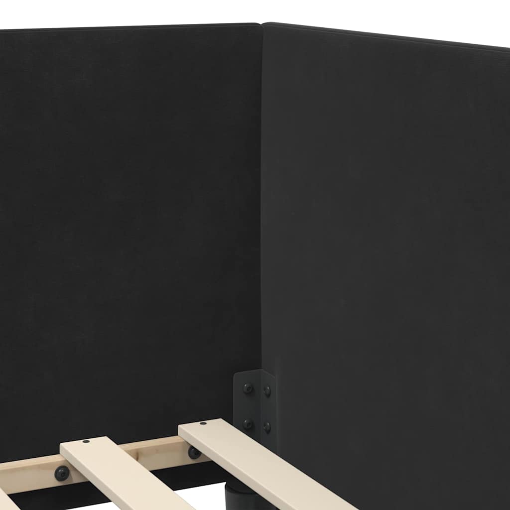 Cadru de pat colțar cu saltea cu headboard 2 pcs Negru Catifea GartenMobel Dekor