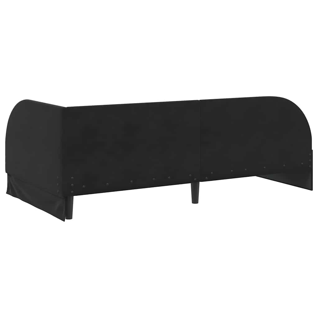 Cadru de pat colțar cu saltea cu headboard 2 pcs Negru Catifea GartenMobel Dekor