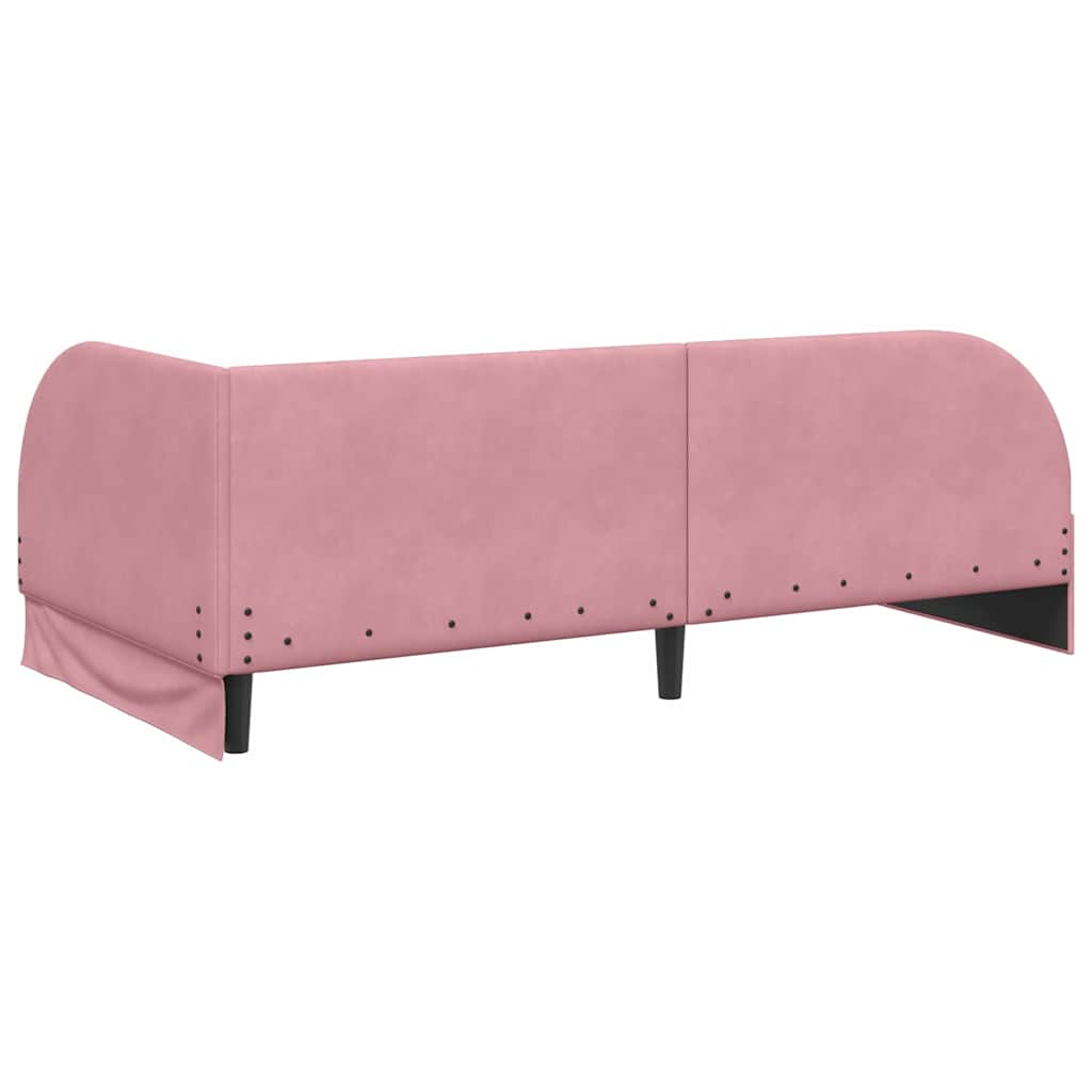 Cadru de pat colțar cu saltea cu headboard 2 pcs Roz Catifea GartenMobel Dekor