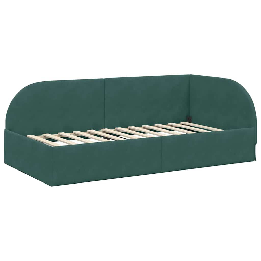 Cadru de pat colțar cu saltea cu headboard 2 pcs Verde Catifea GartenMobel Dekor
