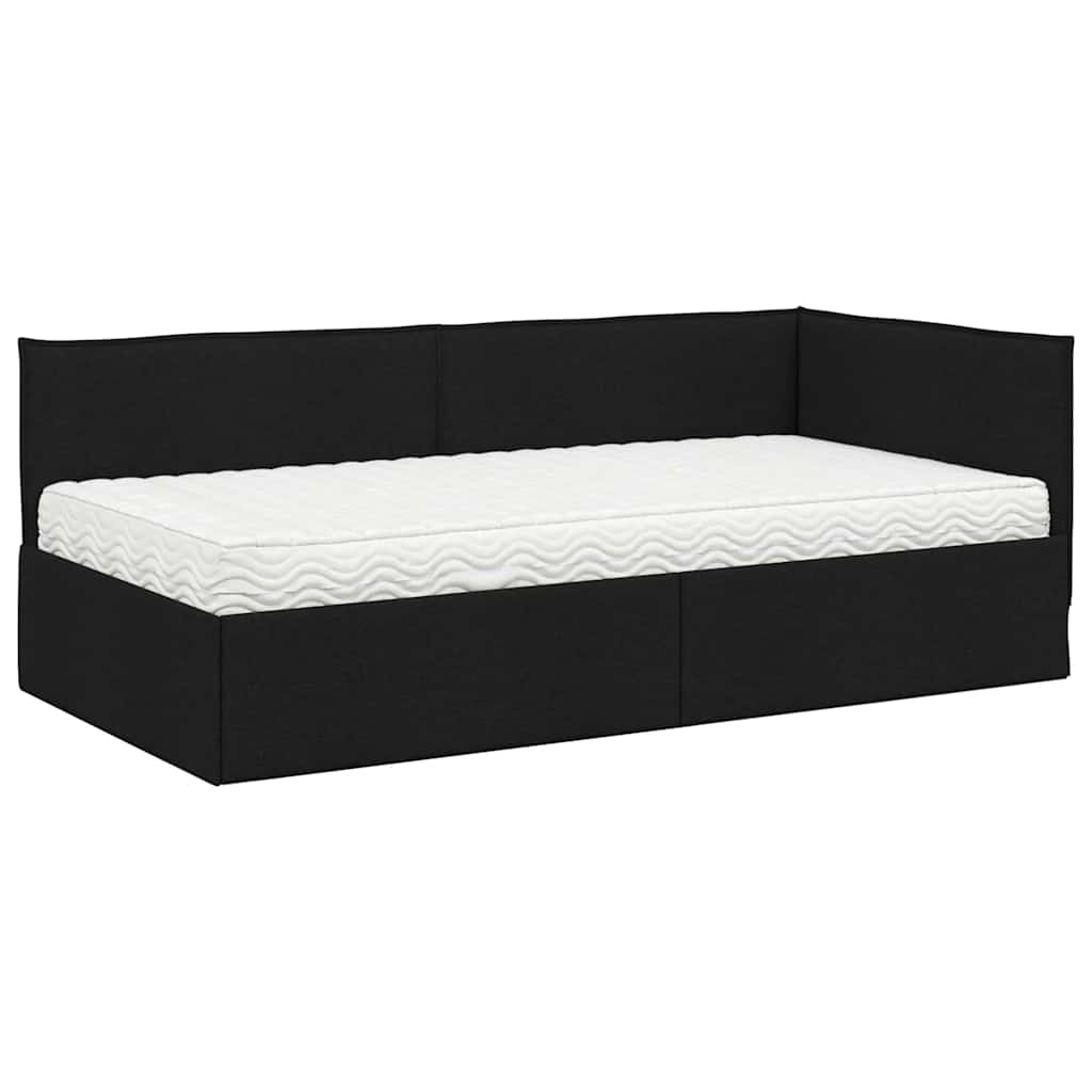 Cadru de pat colțar cu saltea cu headboard 2 pcs Verde Catifea GartenMobel Dekor