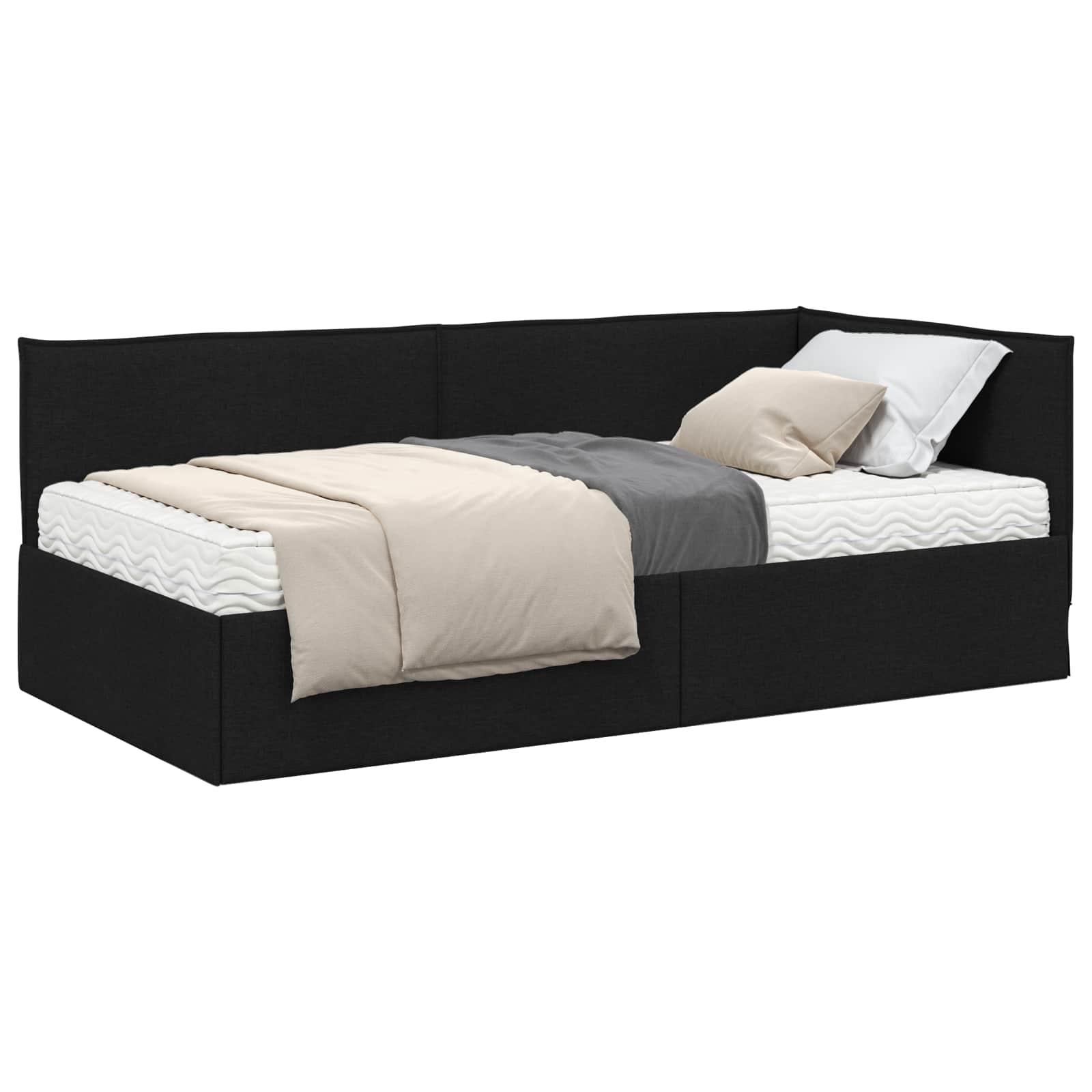 Cadru de pat colțar cu saltea cu headboard 2 pcs Verde Catifea GartenMobel Dekor