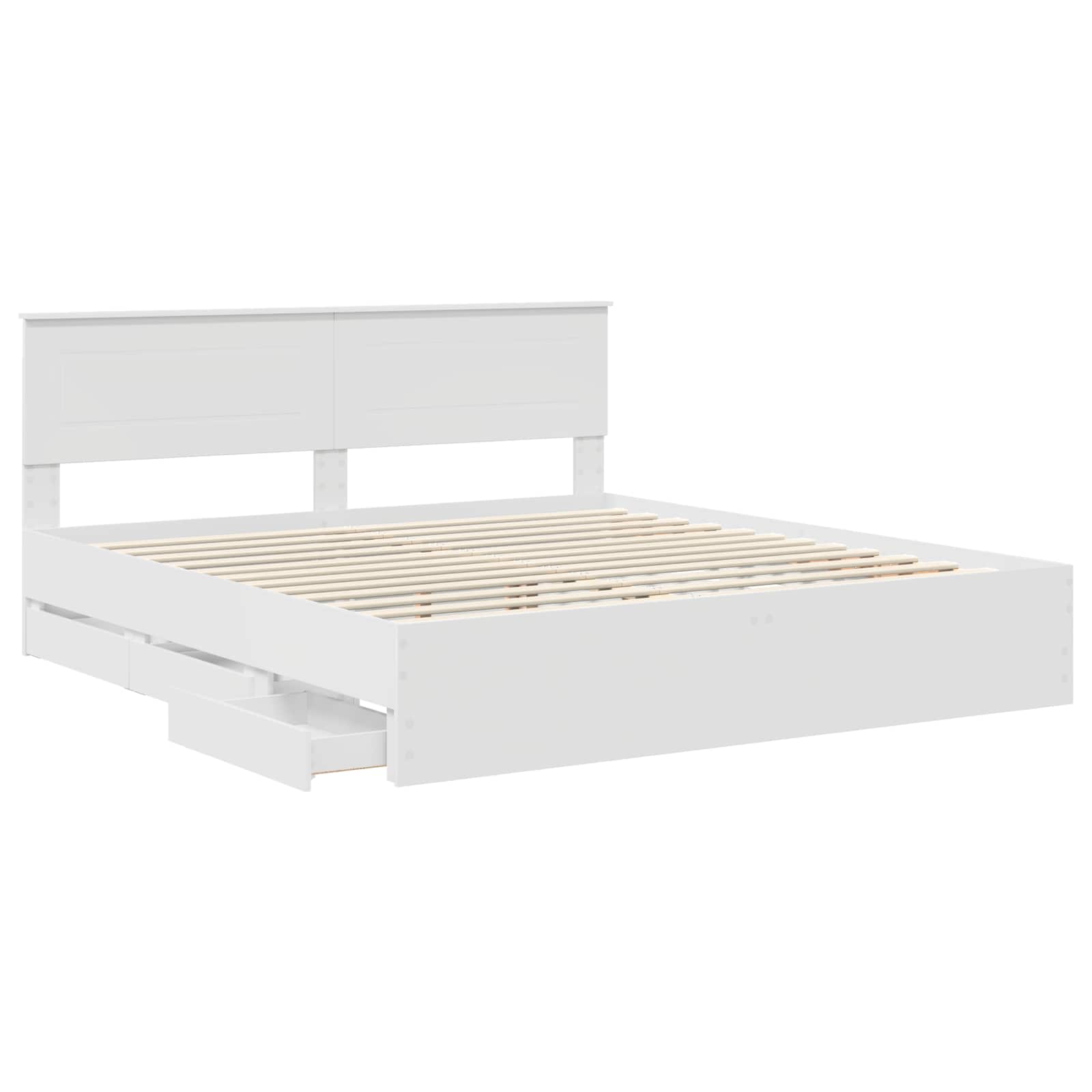 Cadru de pat cu sertar Alb 180 x 200 cm Lemn Ingineresc GartenMobel Dekor