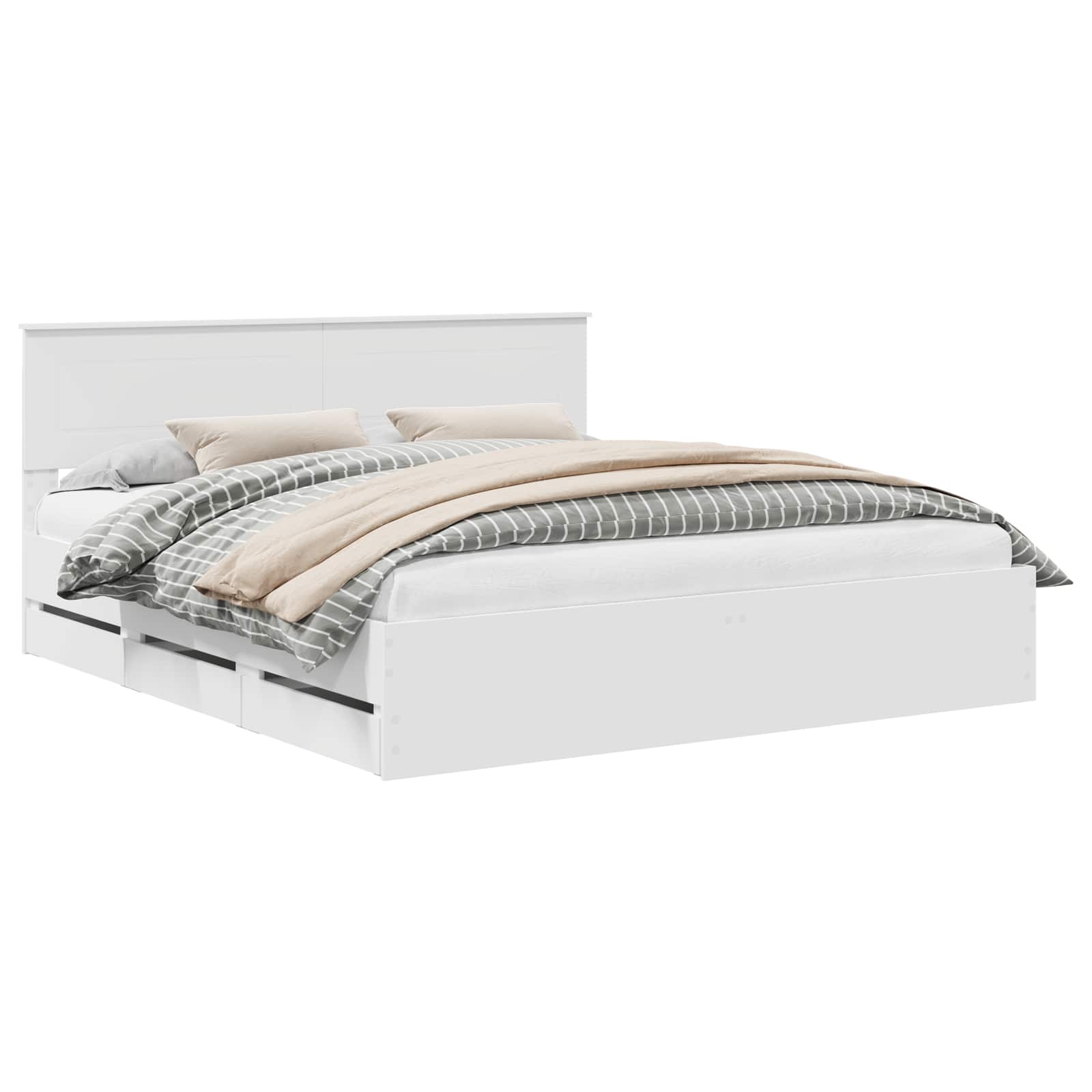 Cadru de pat cu sertar Alb 180 x 200 cm Lemn Ingineresc GartenMobel Dekor