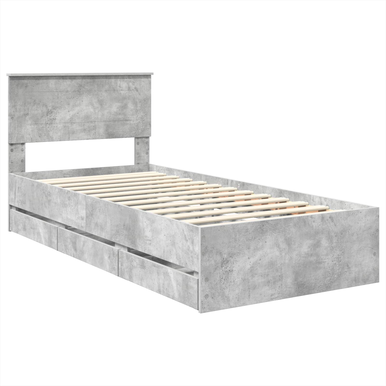 Cadru de pat Gri din beton 100 x 200 cm Lemn Ingineresc GartenMobel Dekor