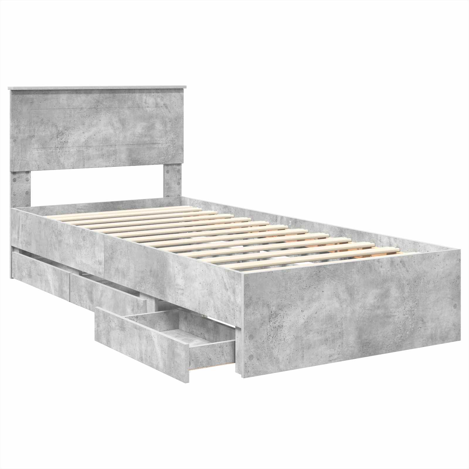 Cadru de pat Gri din beton 100 x 200 cm Lemn Ingineresc GartenMobel Dekor