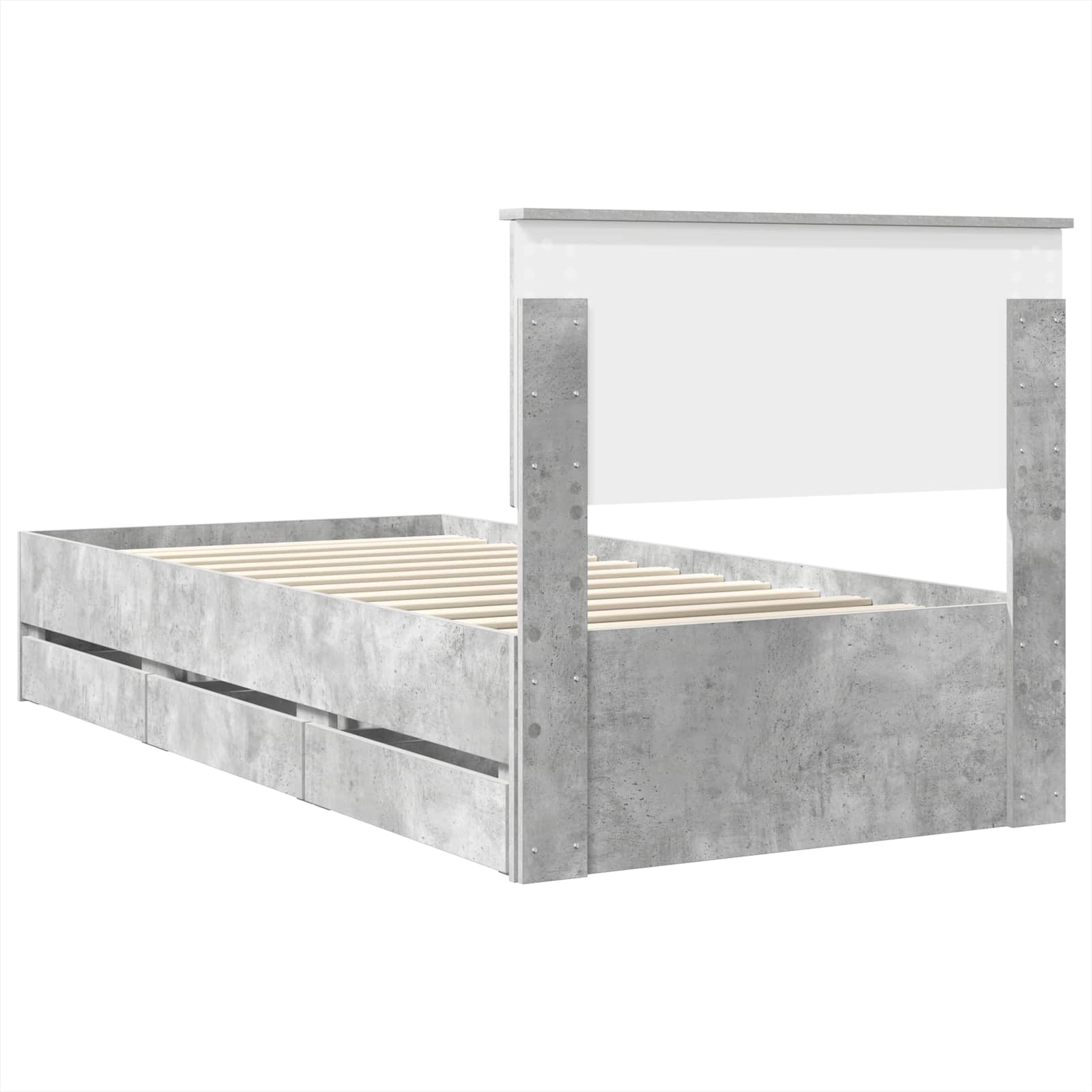 Cadru de pat Gri din beton 100 x 200 cm Lemn Ingineresc GartenMobel Dekor