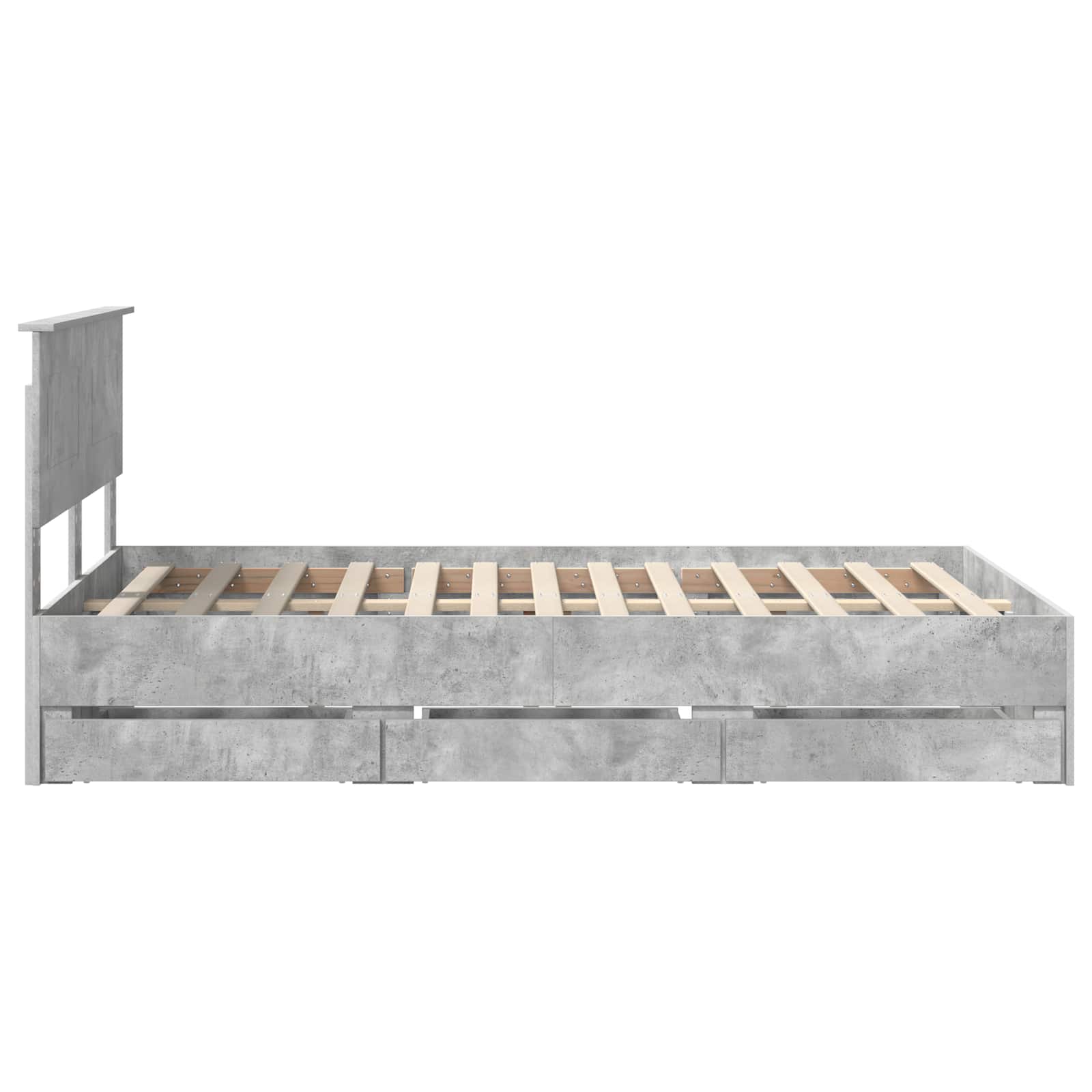 Cadru de pat Gri din beton 135 x 190 cm Lemn Ingineresc GartenMobel Dekor