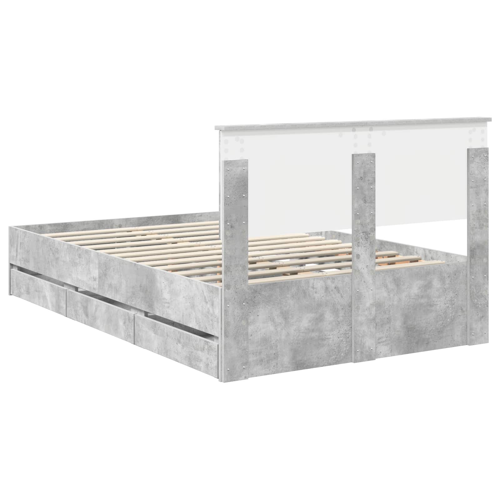 Cadru de pat Gri din beton 135 x 190 cm Lemn Ingineresc GartenMobel Dekor