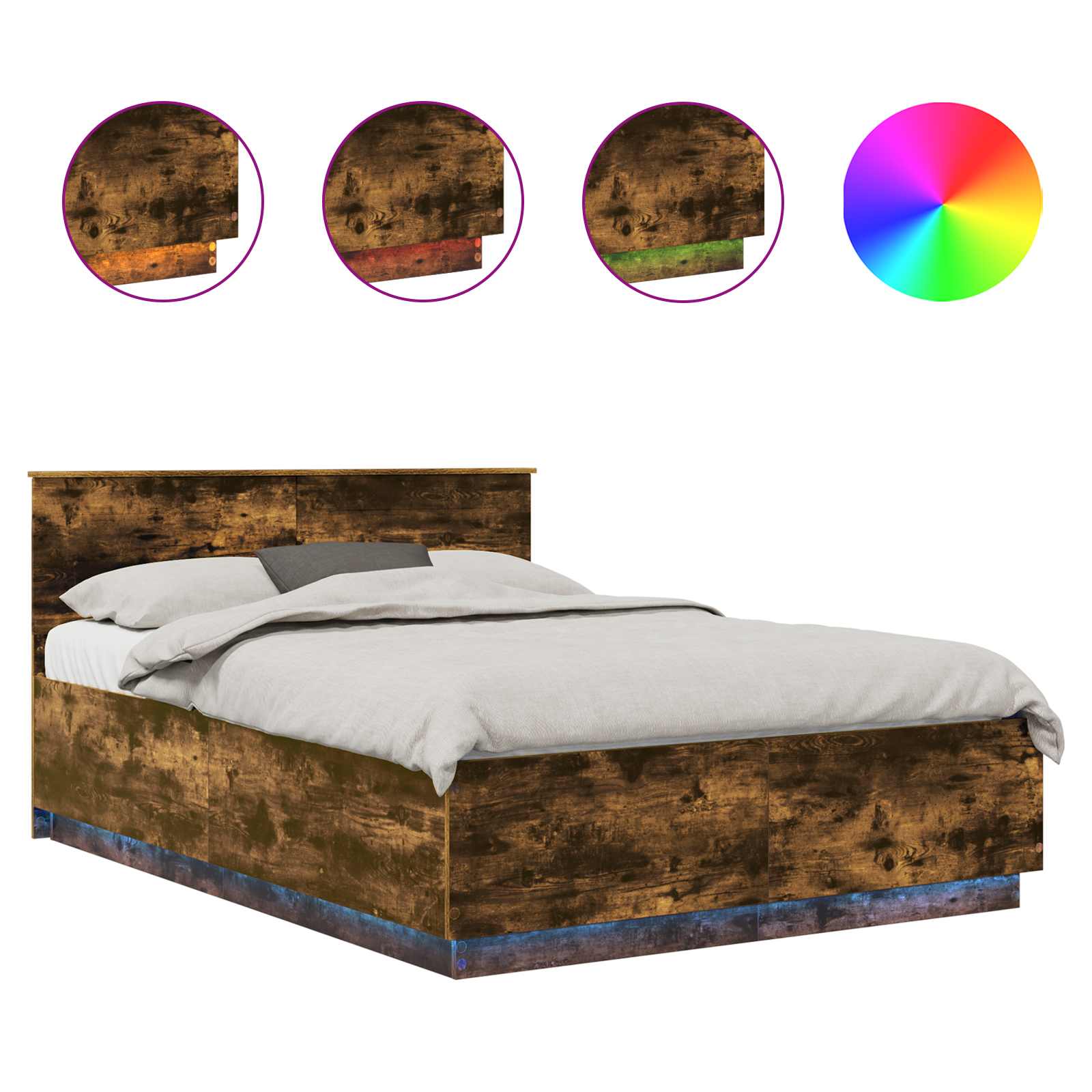 Cadru de pat Stejar fumuriu 140 x 190 cm Lemn compozit GartenMobel Dekor