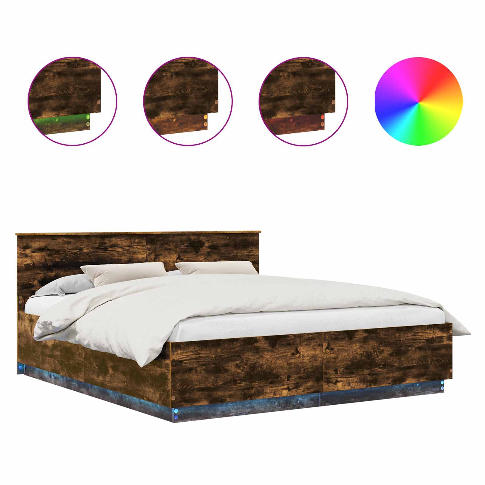 Cadru de pat Stejar fumuriu 200 x 200 cm Lemn compozit GartenMobel Dekor