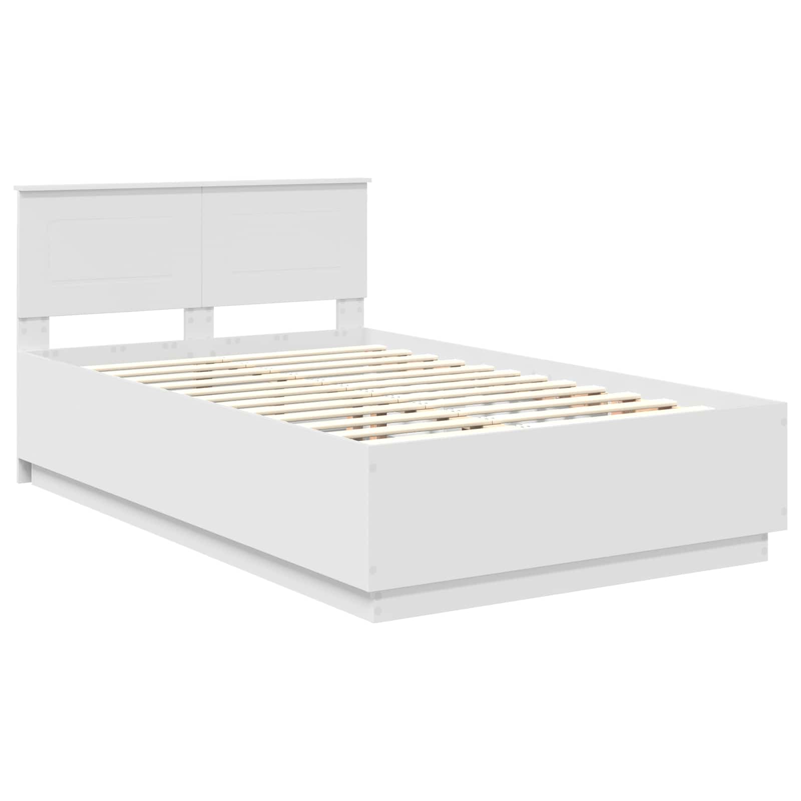 Cadru de pat cu headboard Alb 135 x 190 cm Lemn compozit GartenMobel Dekor