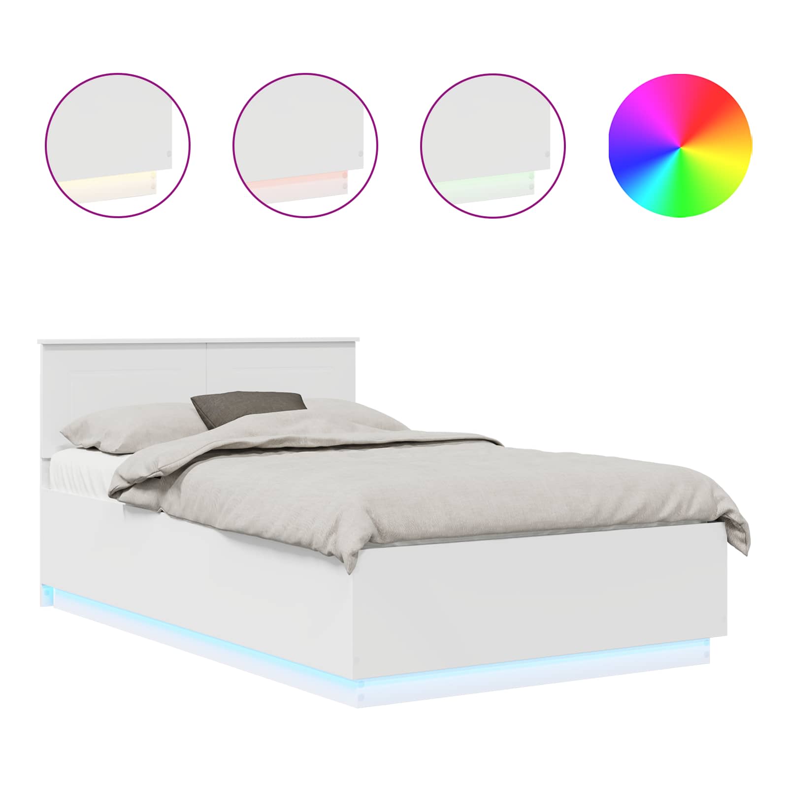 Cadru de pat cu headboard Alb 135 x 190 cm Lemn compozit GartenMobel Dekor