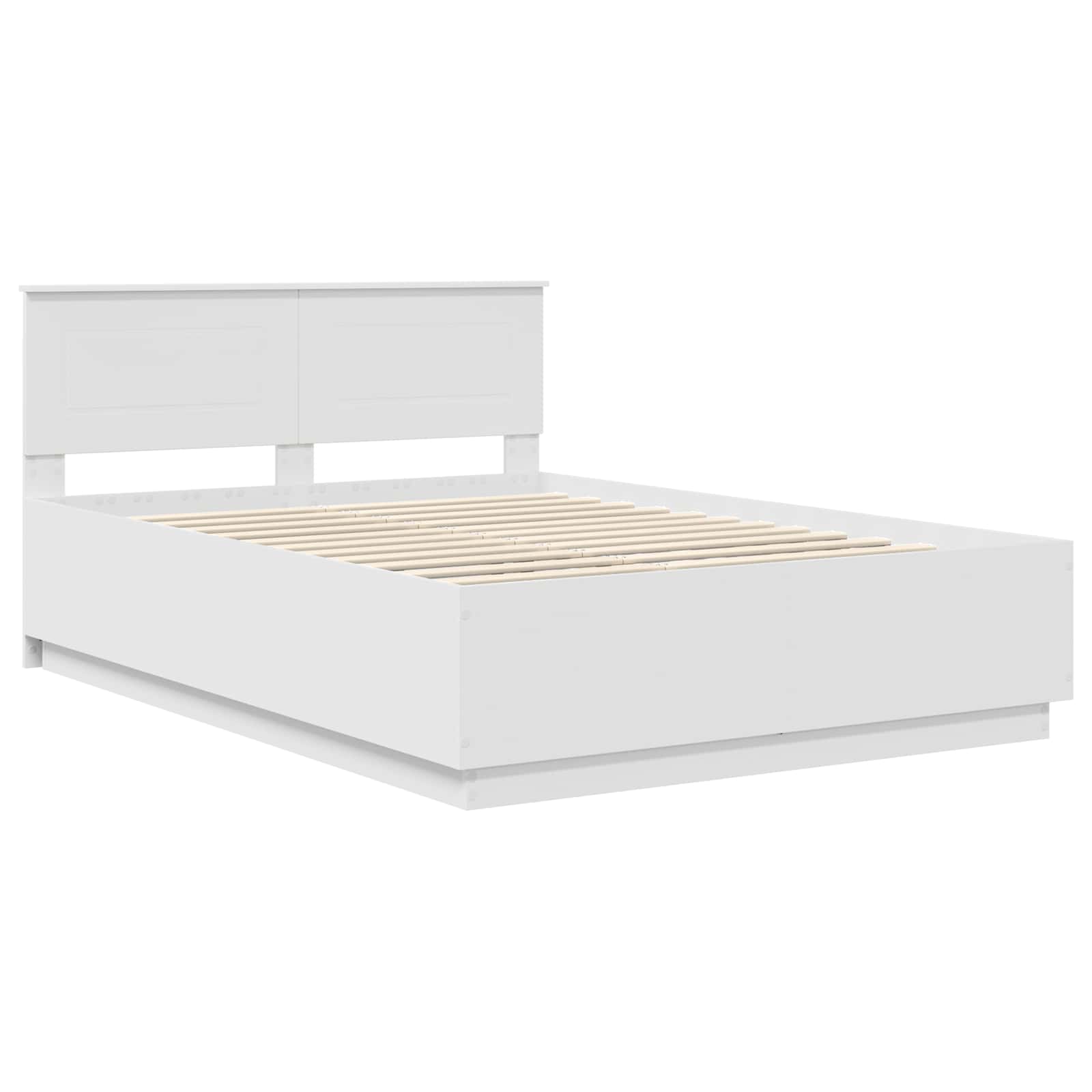 Cadru de pat cu headboard Alb 150 x 200 cm Lemn compozit GartenMobel Dekor