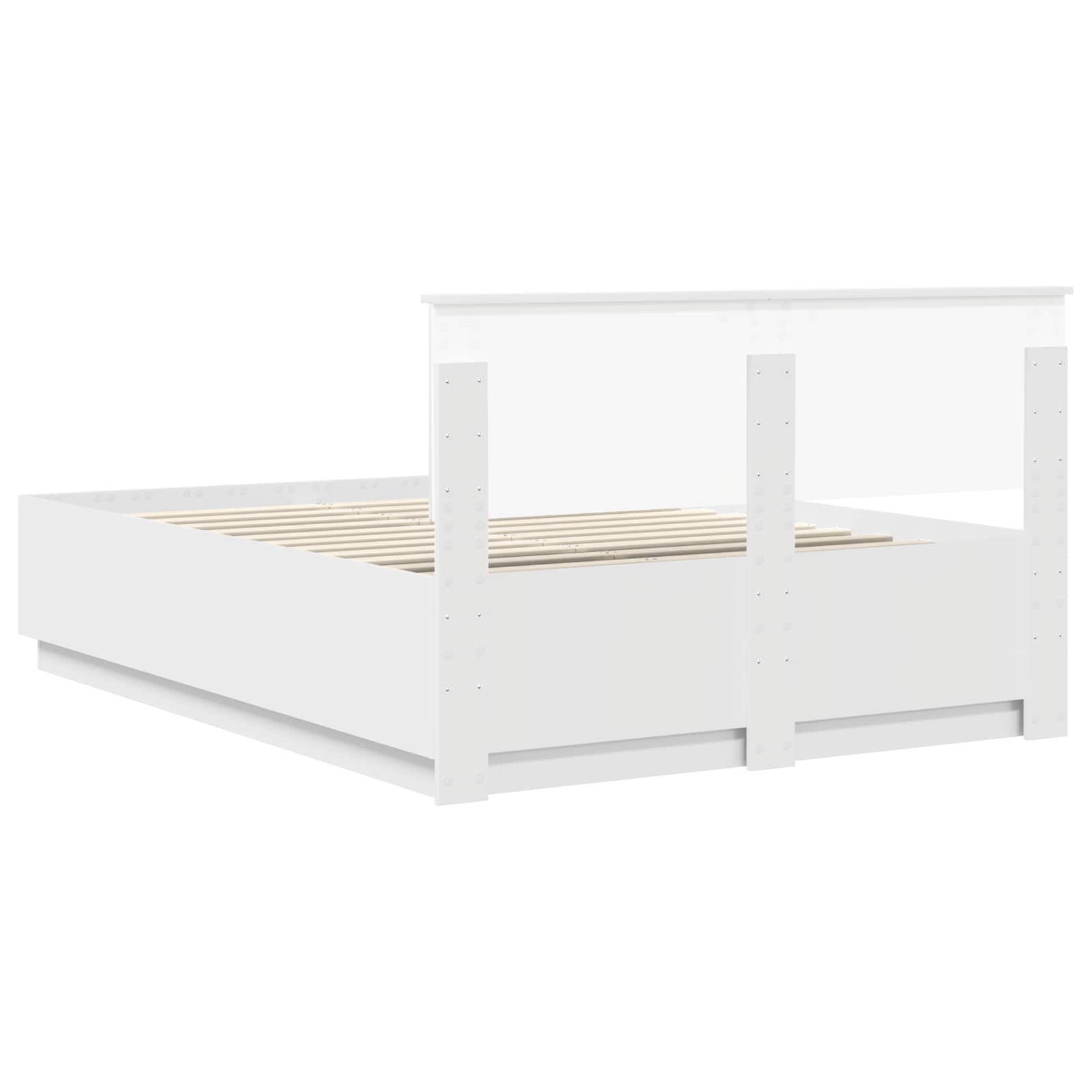 Cadru de pat cu headboard Alb 150 x 200 cm Lemn compozit GartenMobel Dekor