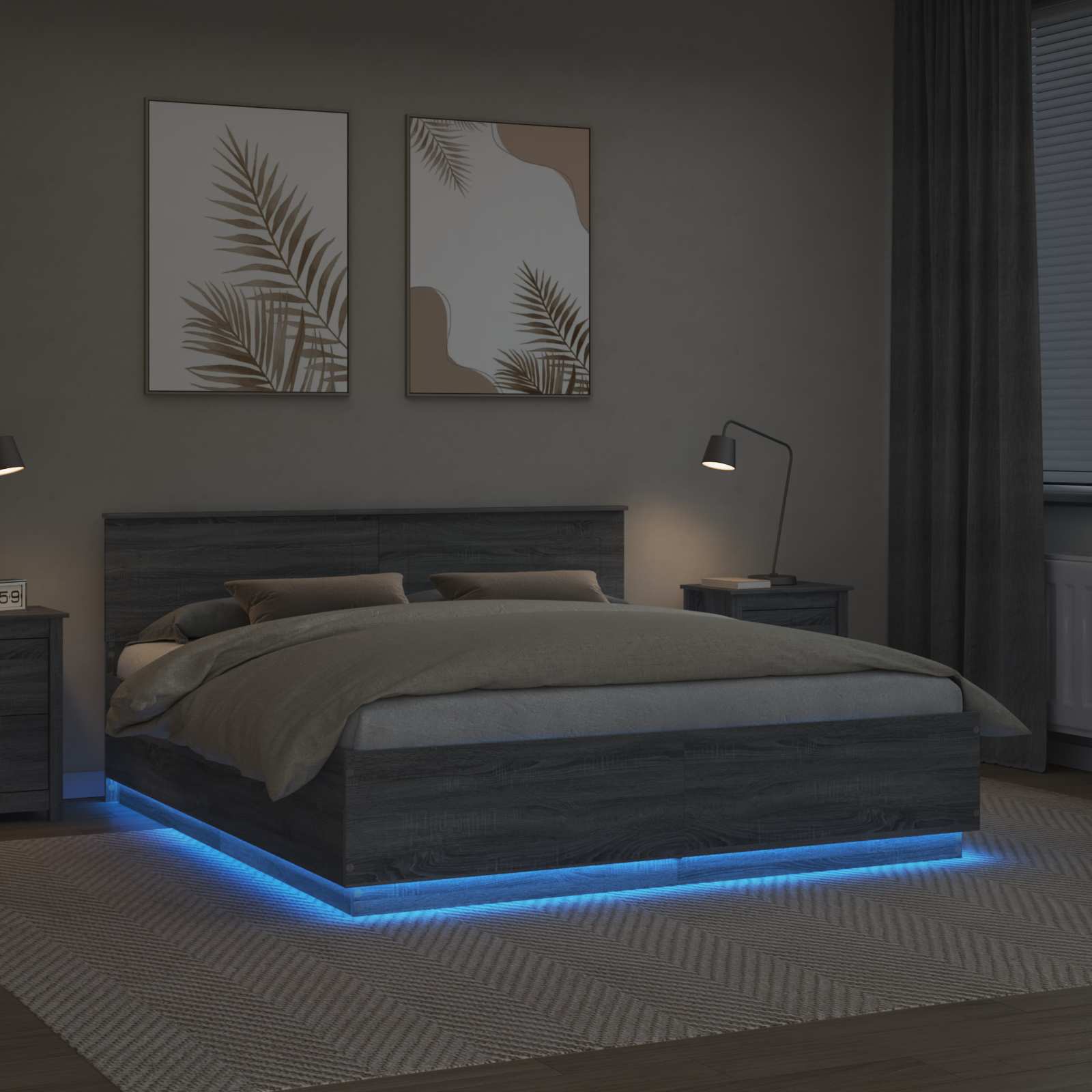 Cadru de pat cu headboard Gri Sonoma 180 x 200 cm Lemn compozit GartenMobel Dekor