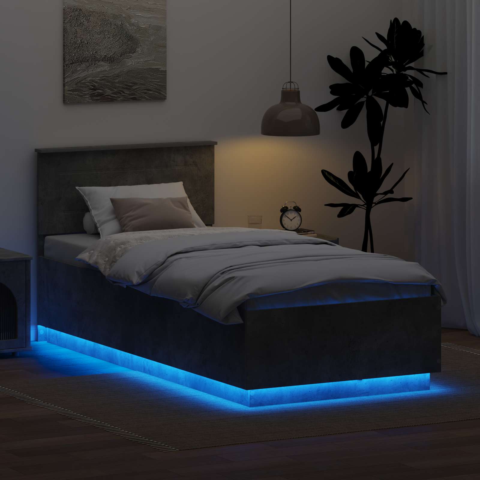 Cadru de pat Gri din beton 100 x 200 cm Lemn compozit GartenMobel Dekor