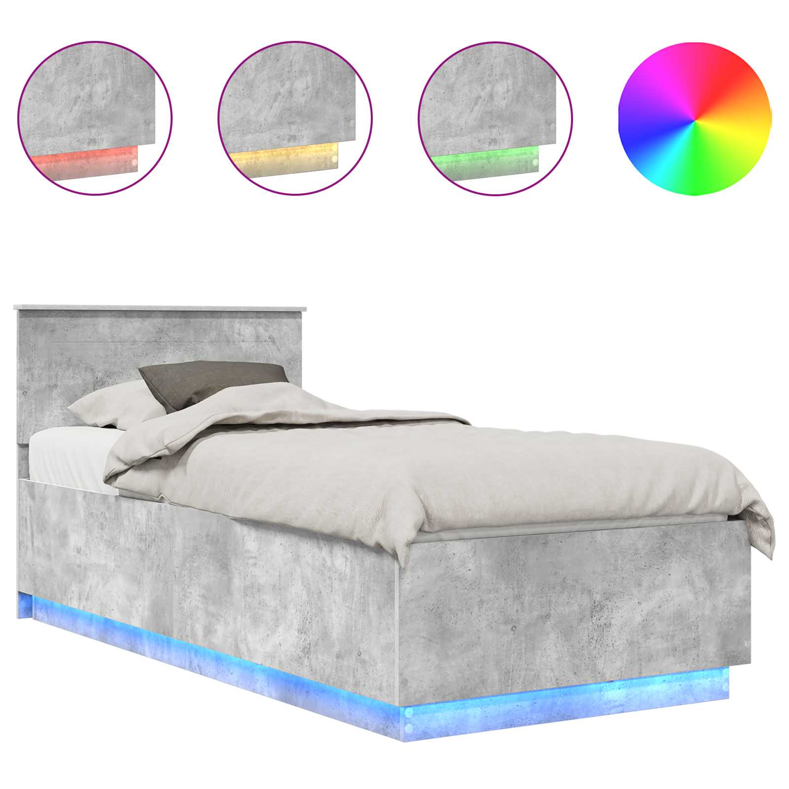 Cadru de pat Gri din beton 90 x 200 cm Lemn compozit GartenMobel Dekor