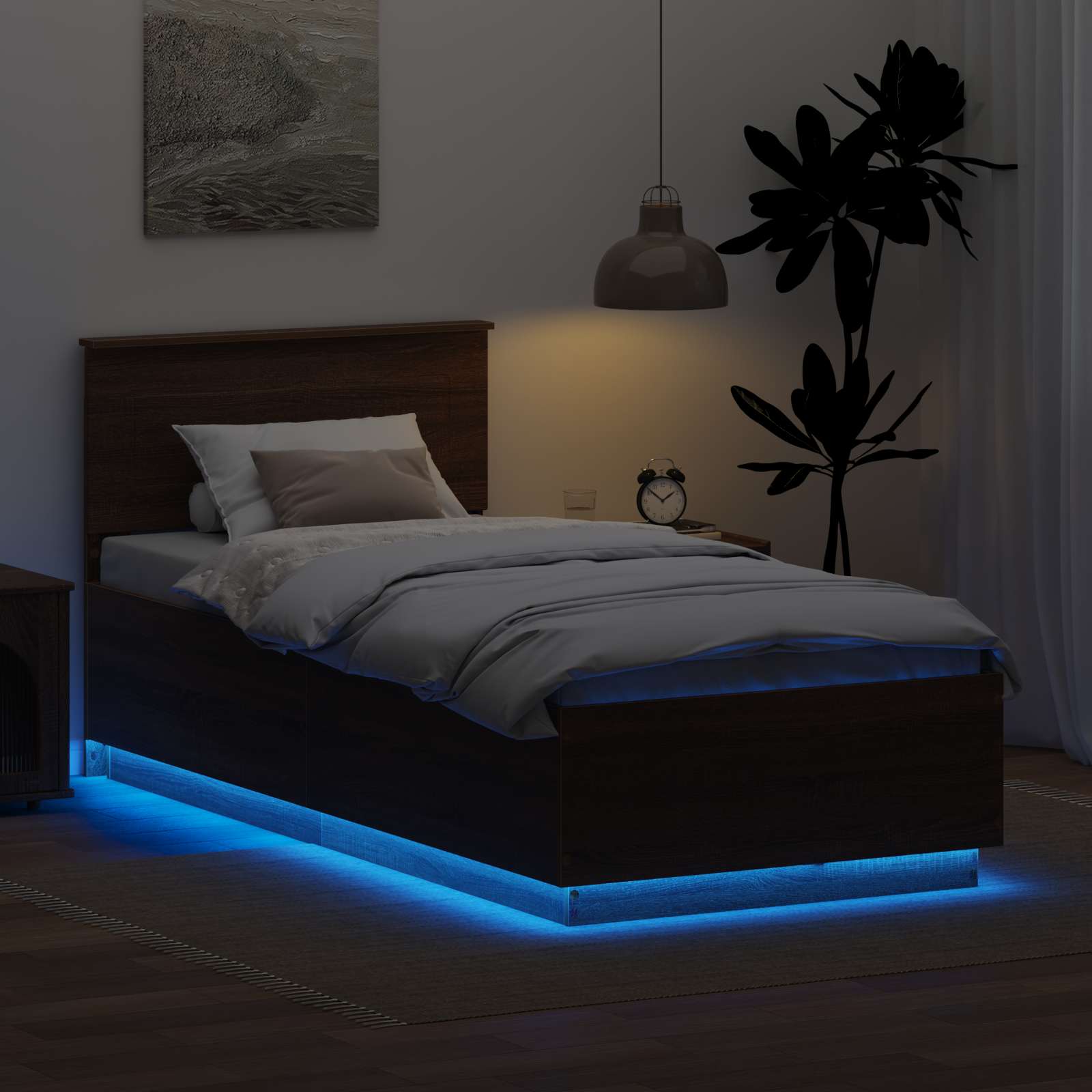 Cadru de pat Stejar închis 90 x 200 cm Lemn compozit GartenMobel Dekor