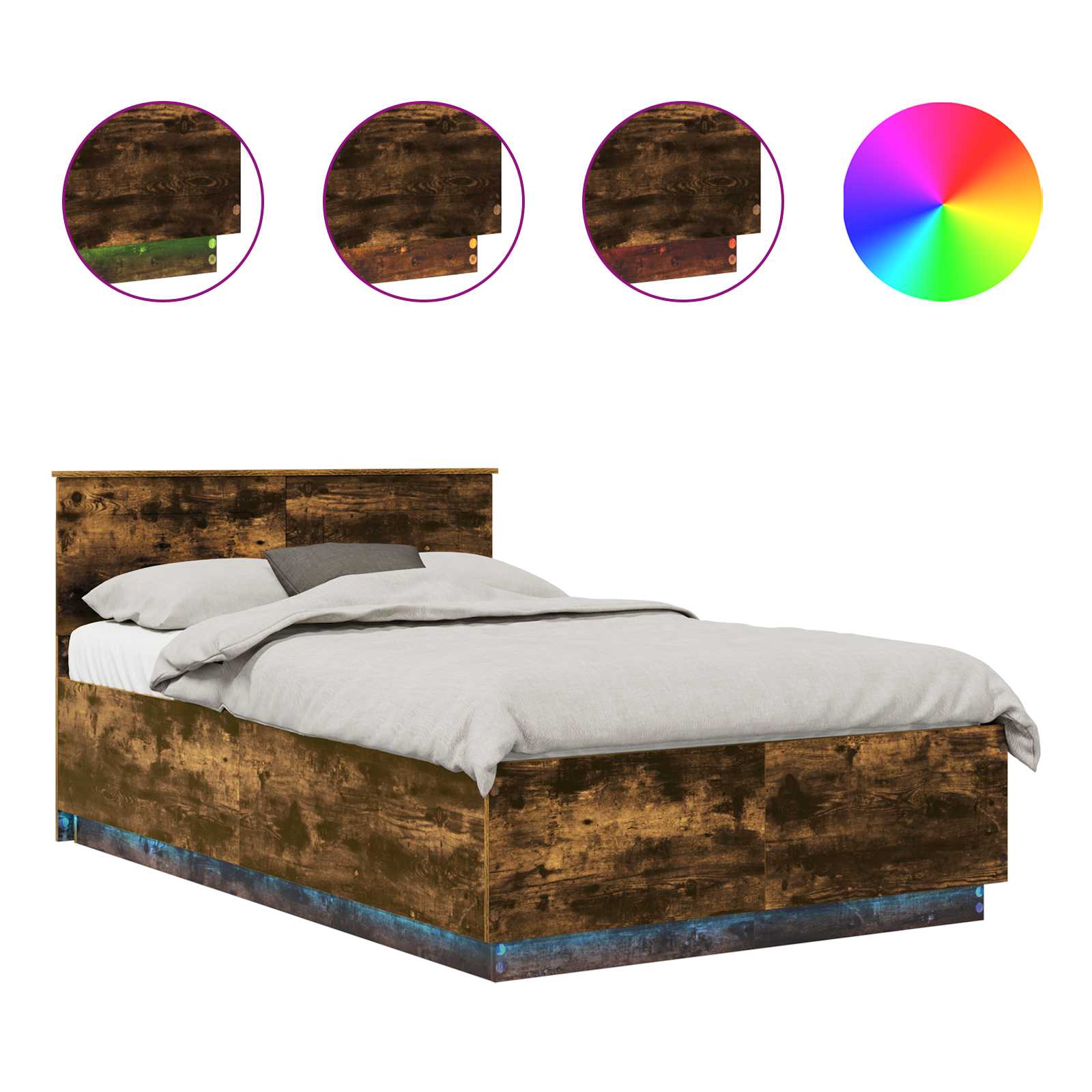 Cadru de pat Stejar fumuriu 120 x 190 cm Lemn compozit GartenMobel Dekor