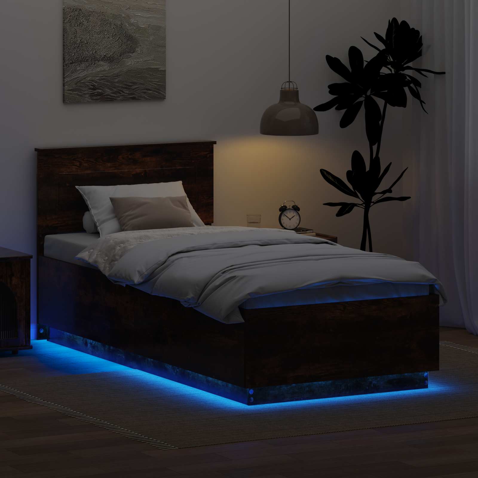 Cadru de pat Stejar fumuriu 70 x 190 cm Lemn compozit GartenMobel Dekor