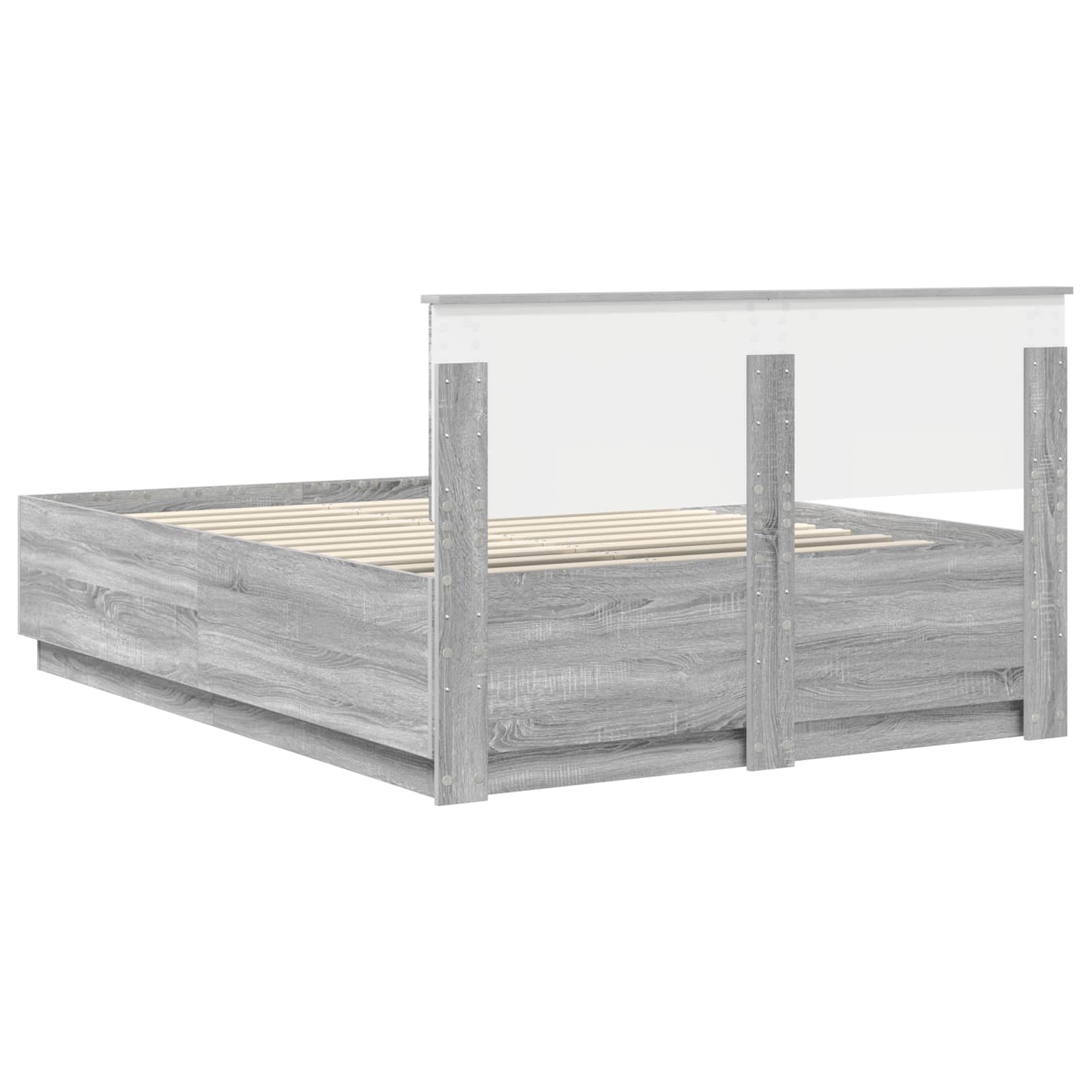 Cadru de pat cu headboard Gri Sonoma 140 x 190 cm Lemn compozit GartenMobel Dekor