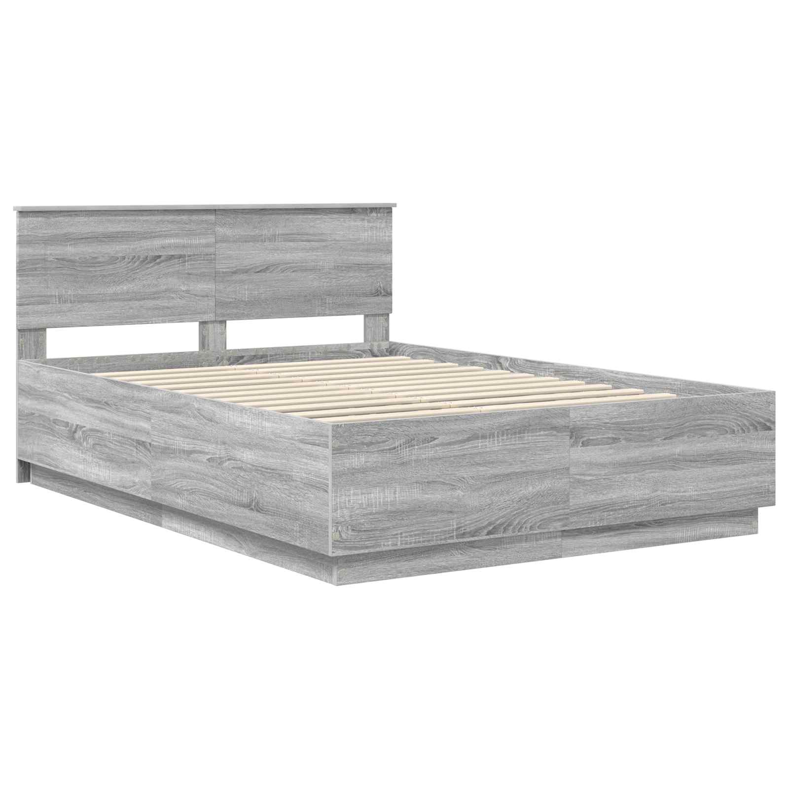 Cadru de pat cu headboard Gri Sonoma 140 x 190 cm Lemn compozit GartenMobel Dekor