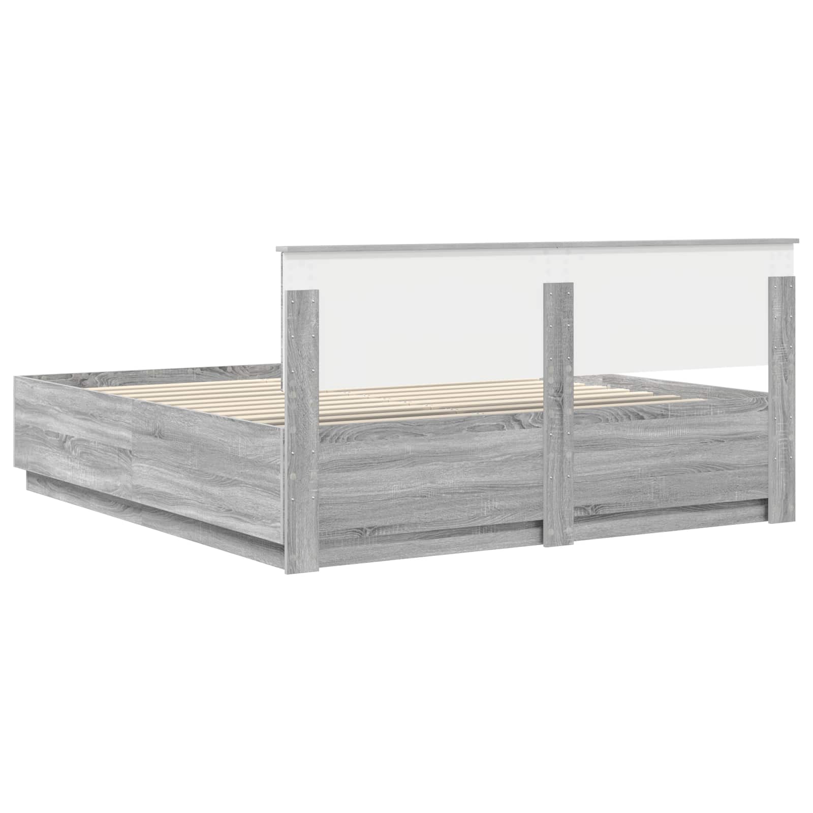 Cadru de pat cu headboard Gri Sonoma 180 x 200 cm Lemn compozit GartenMobel Dekor