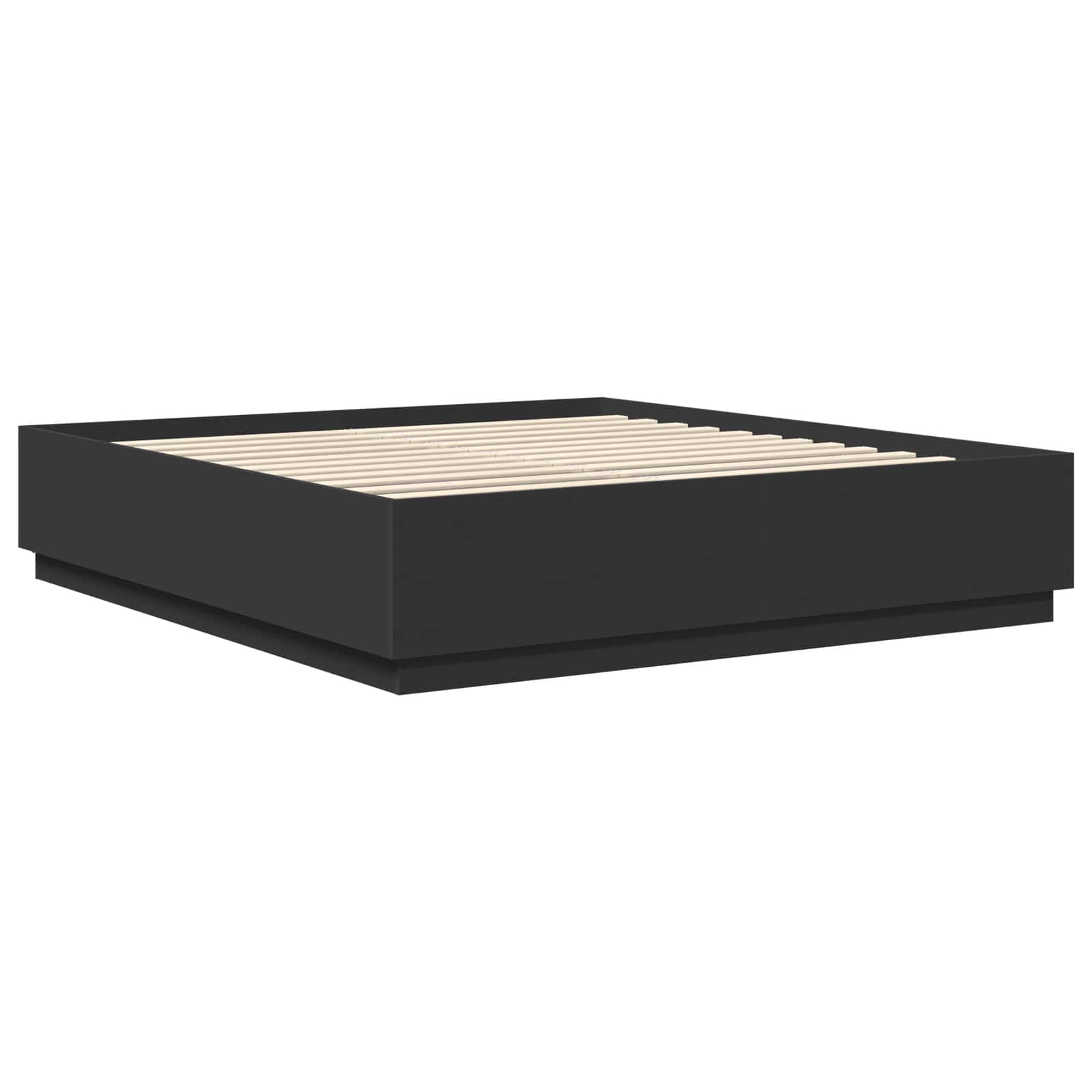 Cadru de pat cu headboard Negru 200 x 200 cm Lemn compozit GartenMobel Dekor