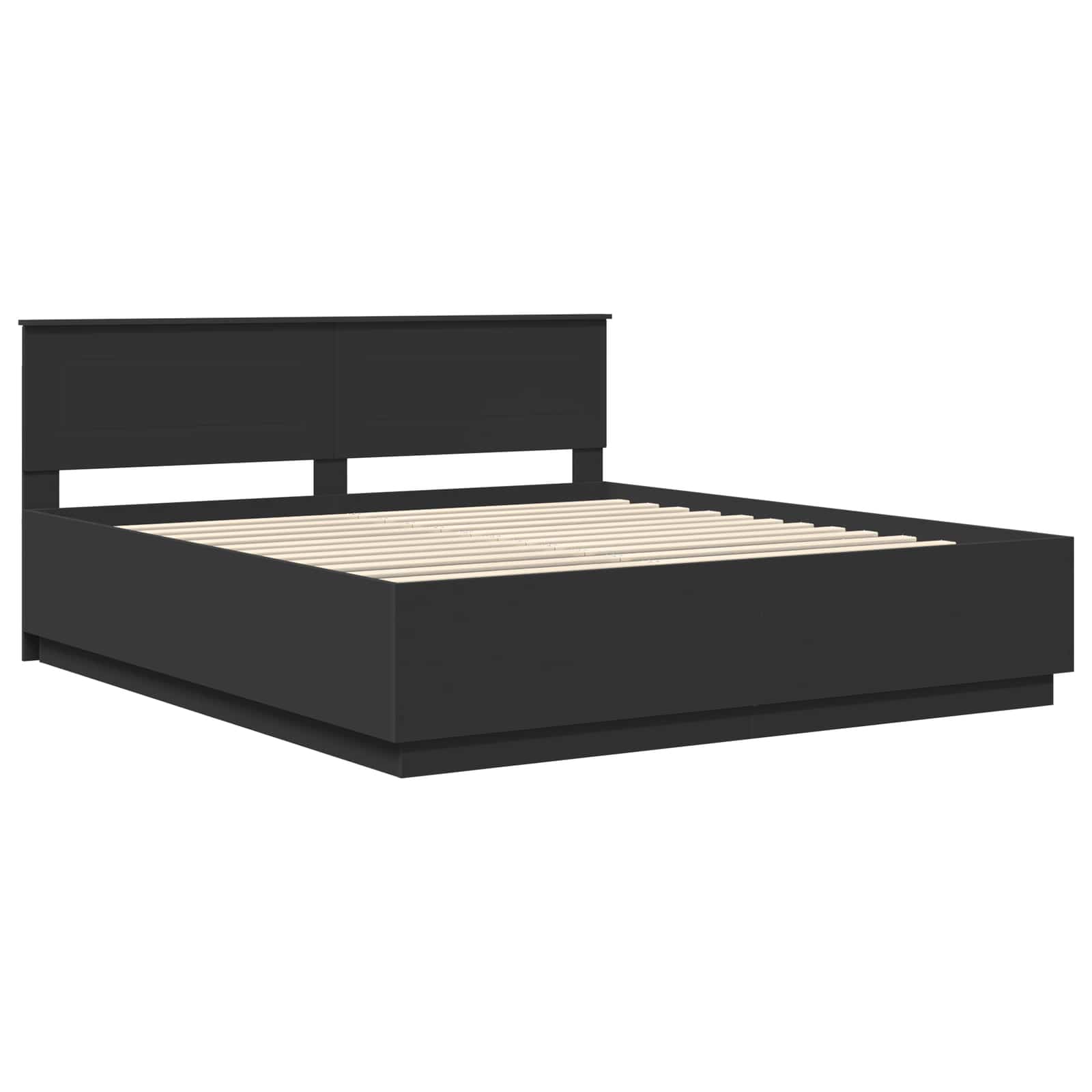 Cadru de pat cu headboard Negru 200 x 200 cm Lemn compozit GartenMobel Dekor
