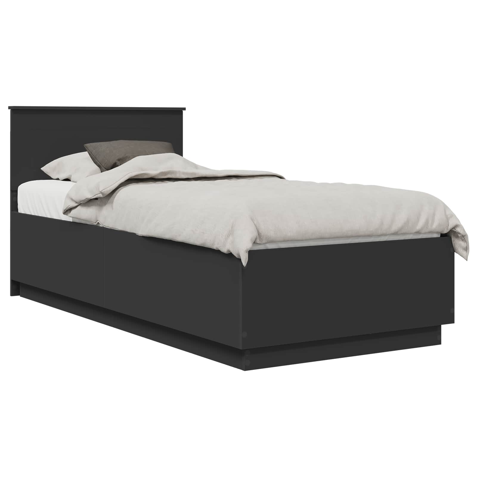 Cadru de pat cu headboard Negru 70 x 190 cm Lemn compozit GartenMobel Dekor