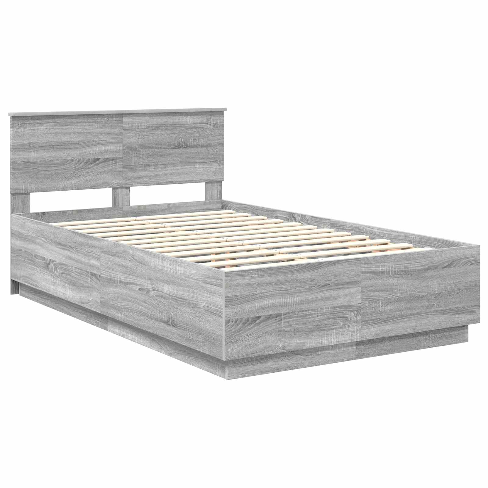 Cadru de pat cu headboard Gri Sonoma 120 x 200 cm Lemn compozit GartenMobel Dekor