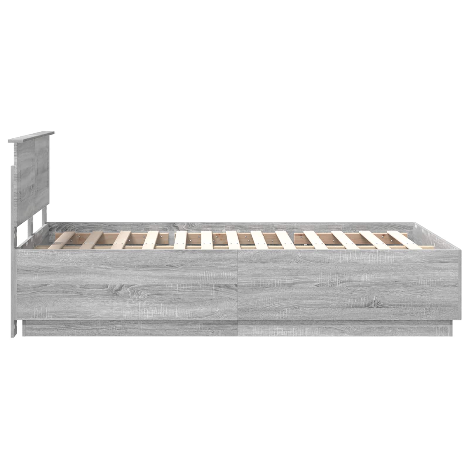 Cadru de pat cu headboard Gri Sonoma 120 x 200 cm Lemn compozit GartenMobel Dekor