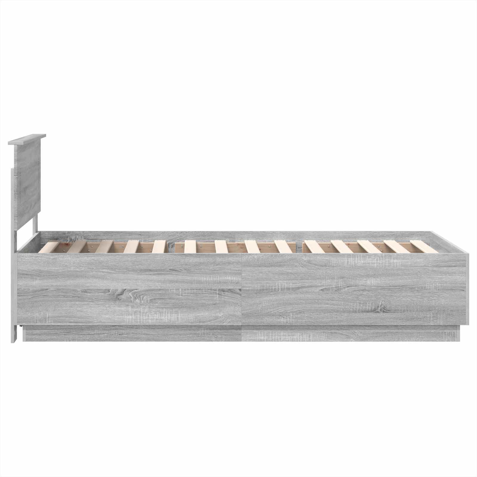 Cadru de pat cu headboard Gri Sonoma 90 x 200 cm Lemn compozit GartenMobel Dekor