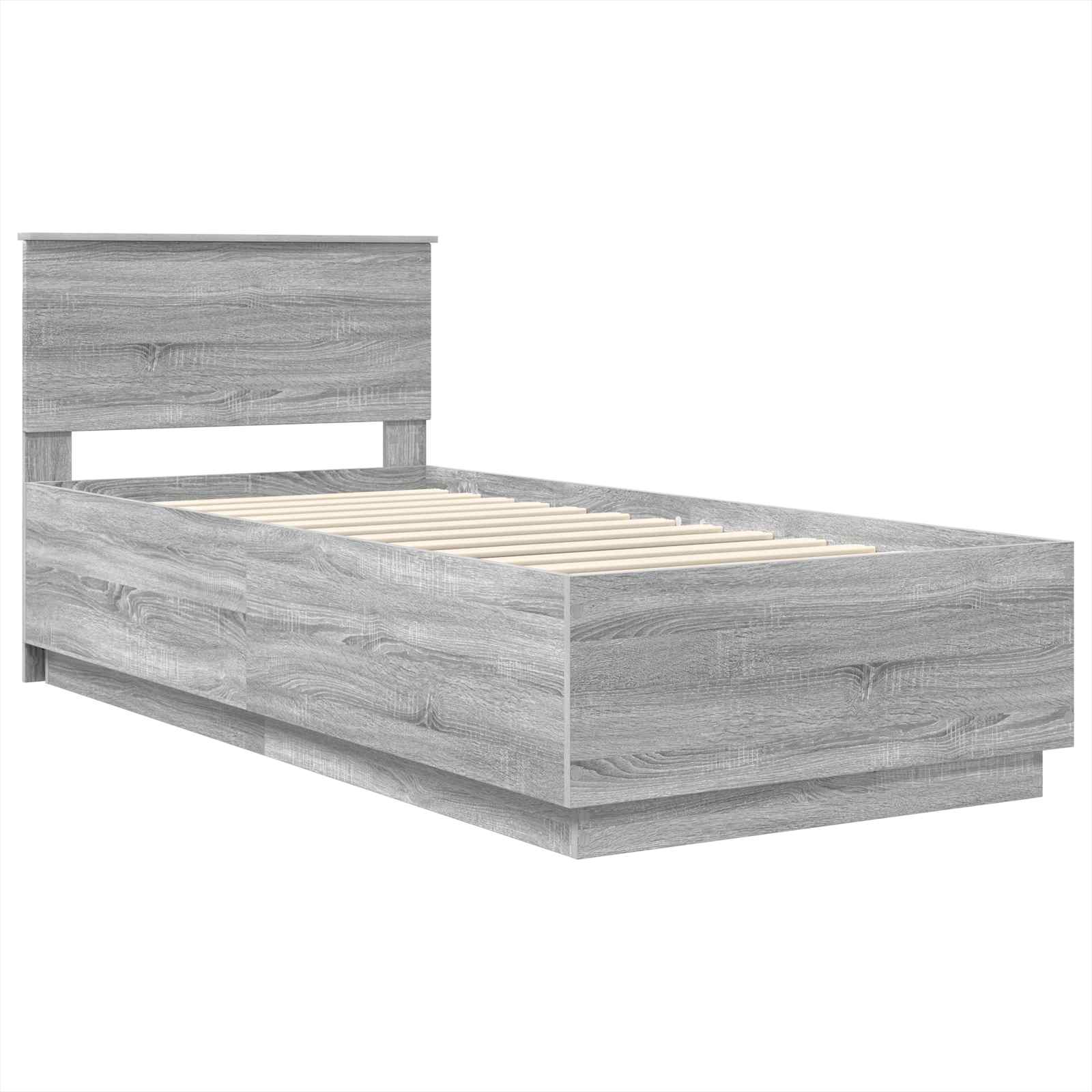 Cadru de pat cu headboard Gri Sonoma 90 x 200 cm Lemn compozit GartenMobel Dekor