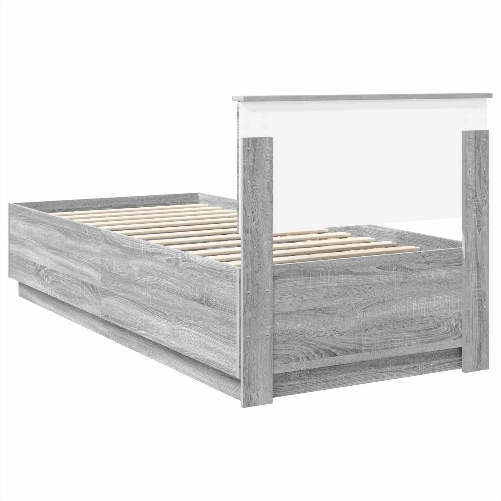 Cadru de pat cu headboard Gri Sonoma 90 x 200 cm Lemn compozit GartenMobel Dekor
