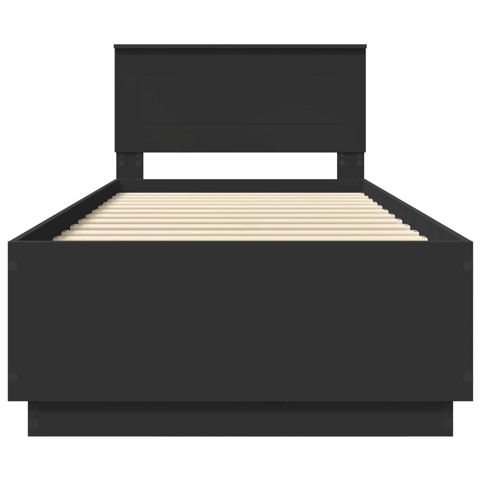Cadru de pat cu headboard Negru 100 x 200 cm Lemn compozit GartenMobel Dekor