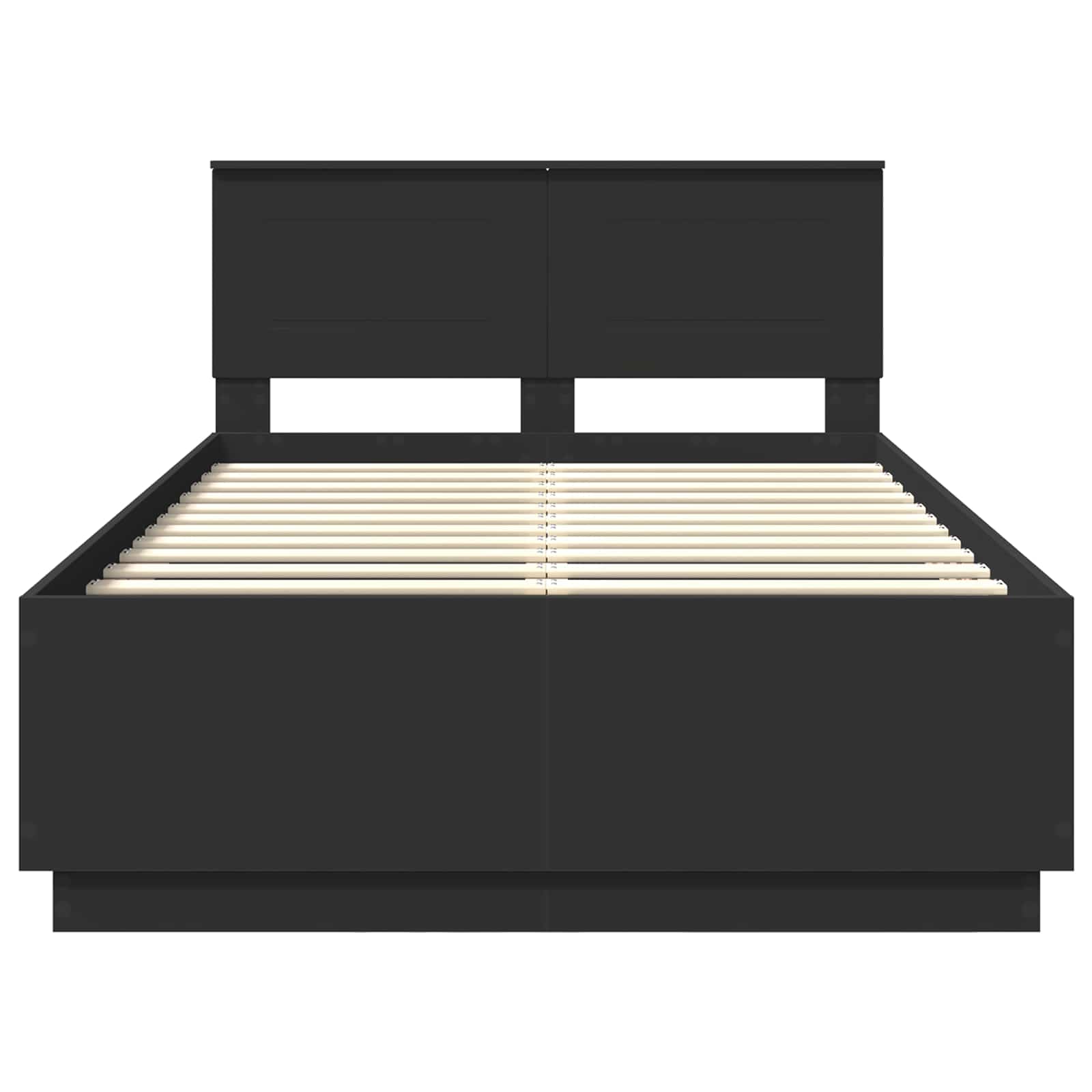 Cadru de pat cu headboard Negru 135 x 190 cm Lemn compozit GartenMobel Dekor