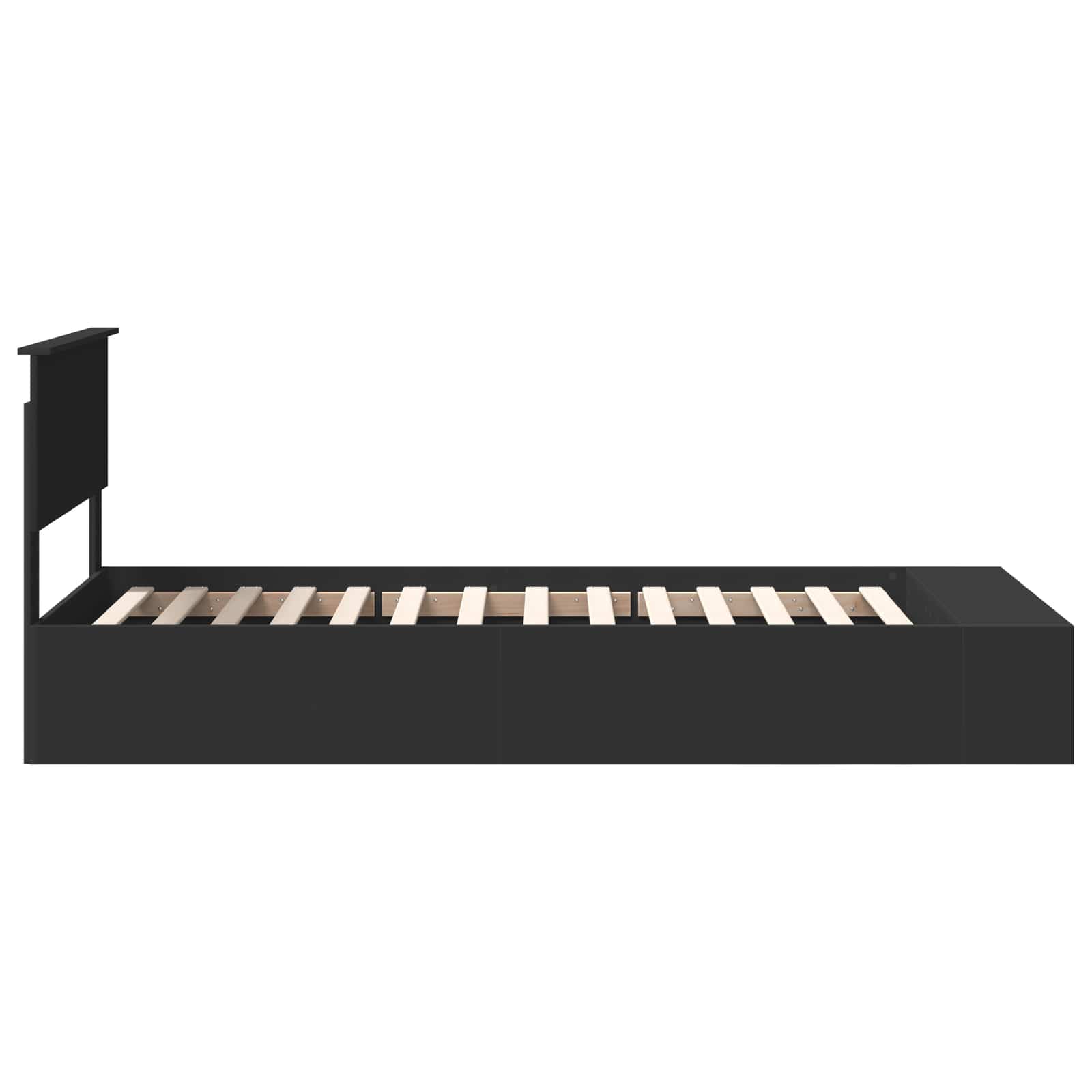 Cadru de pat cu raft Manual Negru 90 x 200 cm Lemn compozit GartenMobel Dekor