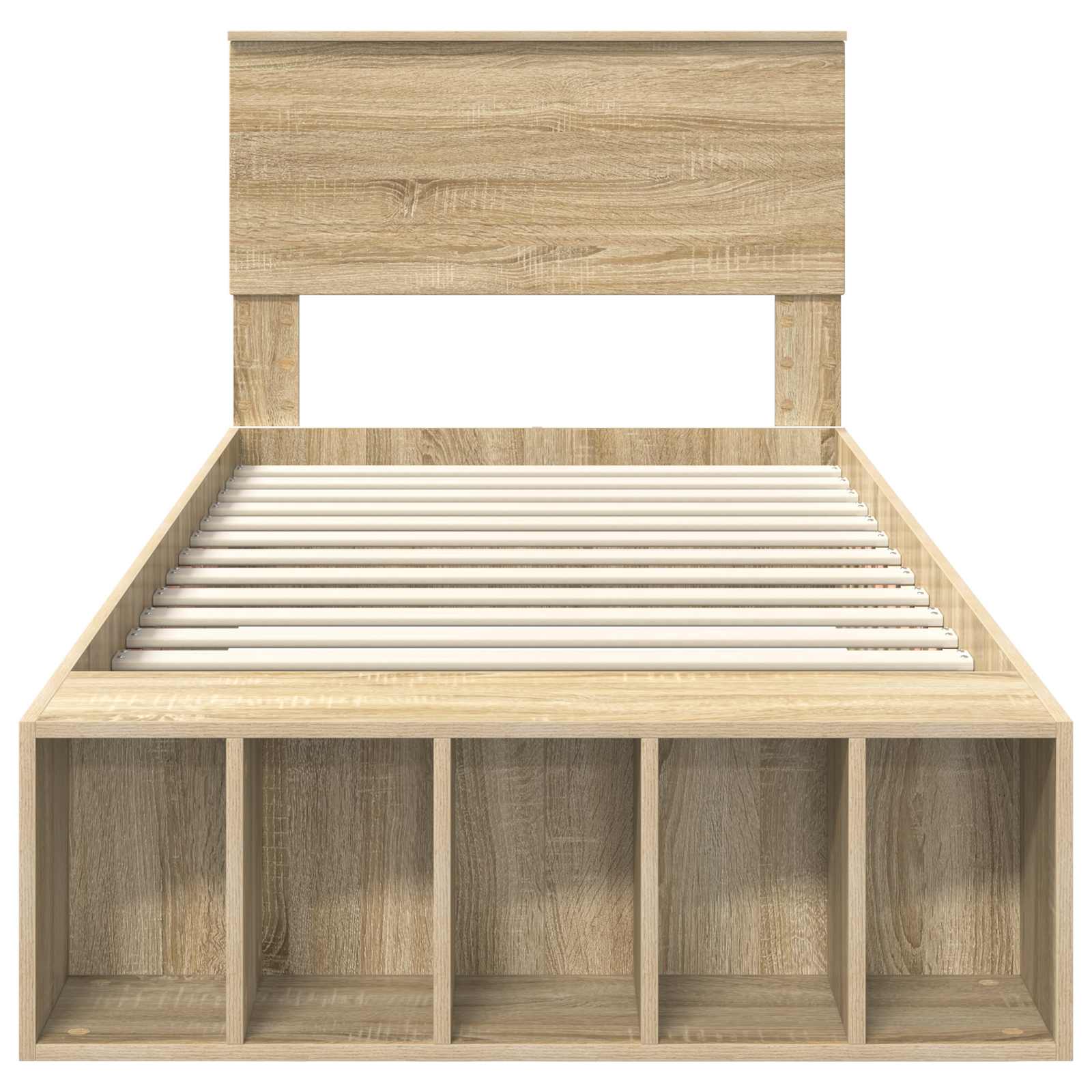 Cadru de pat cu raft Stejar Sonoma 100 x 200 cm Lemn compozit GartenMobel Dekor