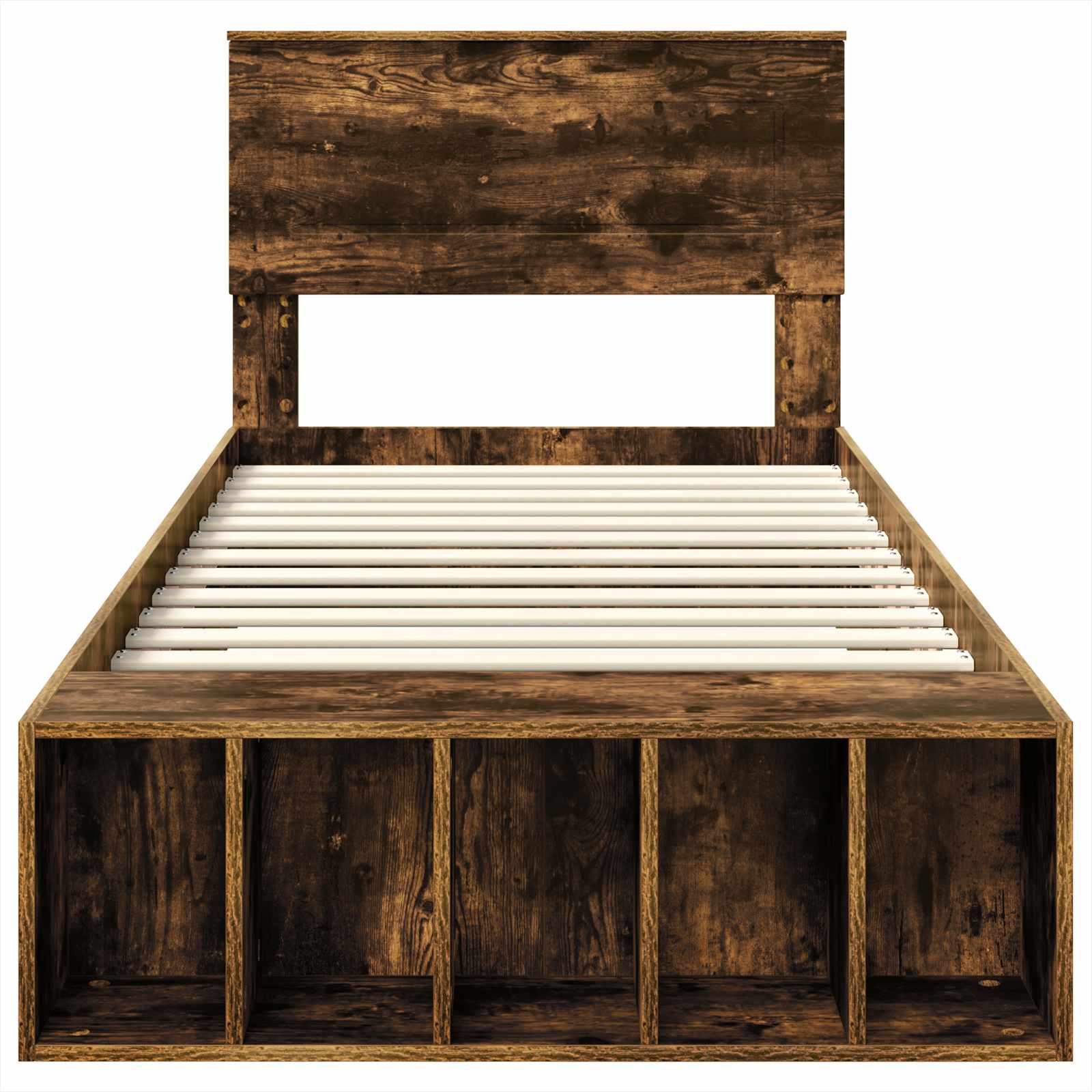 Cadru de pat cu raft Stejar fumuriu 90 x 190 cm Lemn compozit GartenMobel Dekor