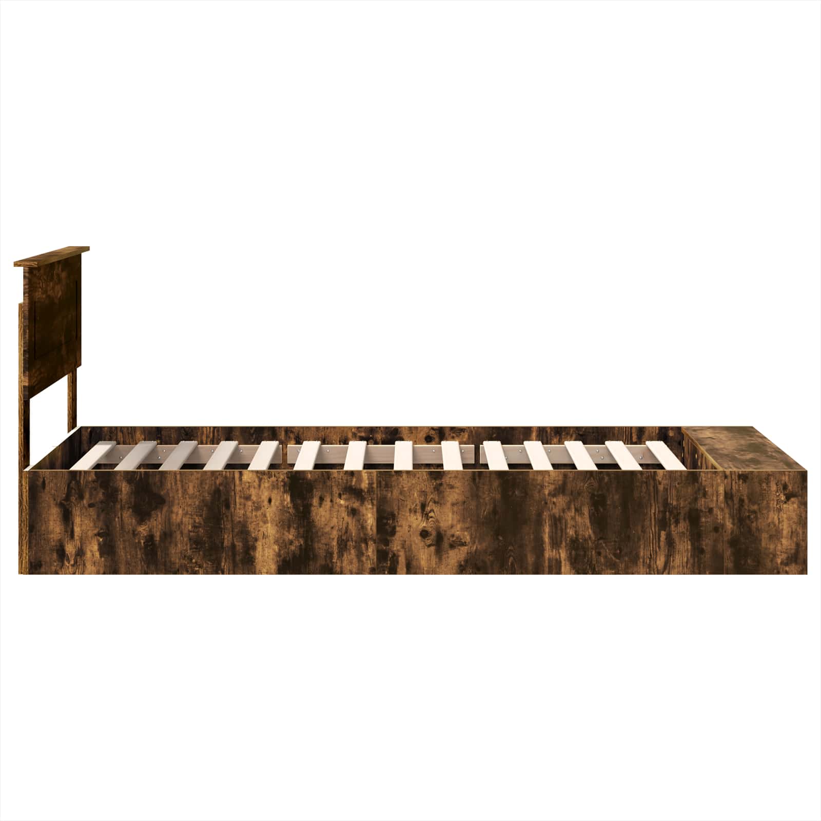 Cadru de pat cu raft Stejar fumuriu 90 x 190 cm Lemn compozit GartenMobel Dekor